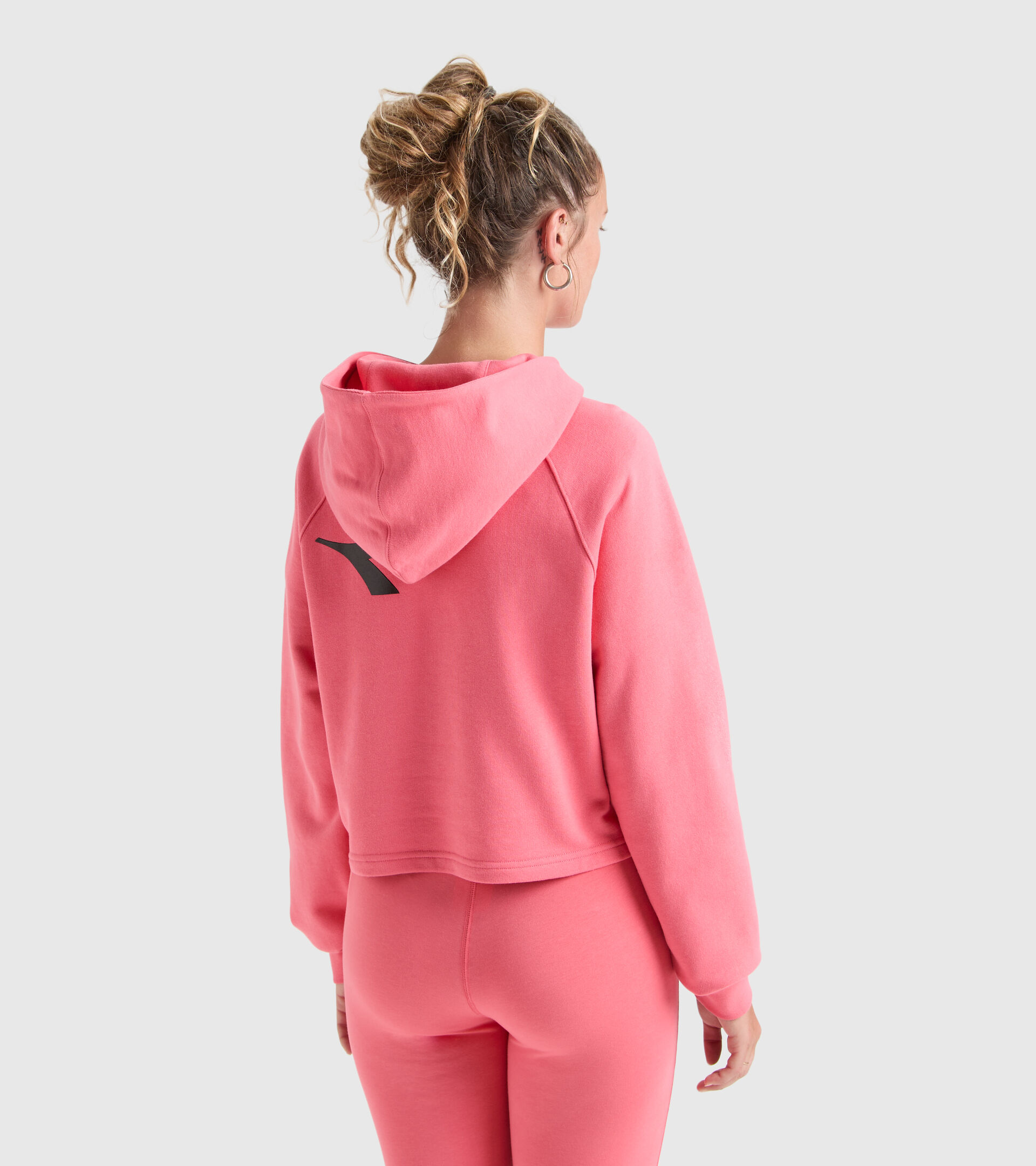 Sweat-shirt en coton à capuche - Femme L. HOODIE CROP MANIFESTO ROSE THE - Diadora