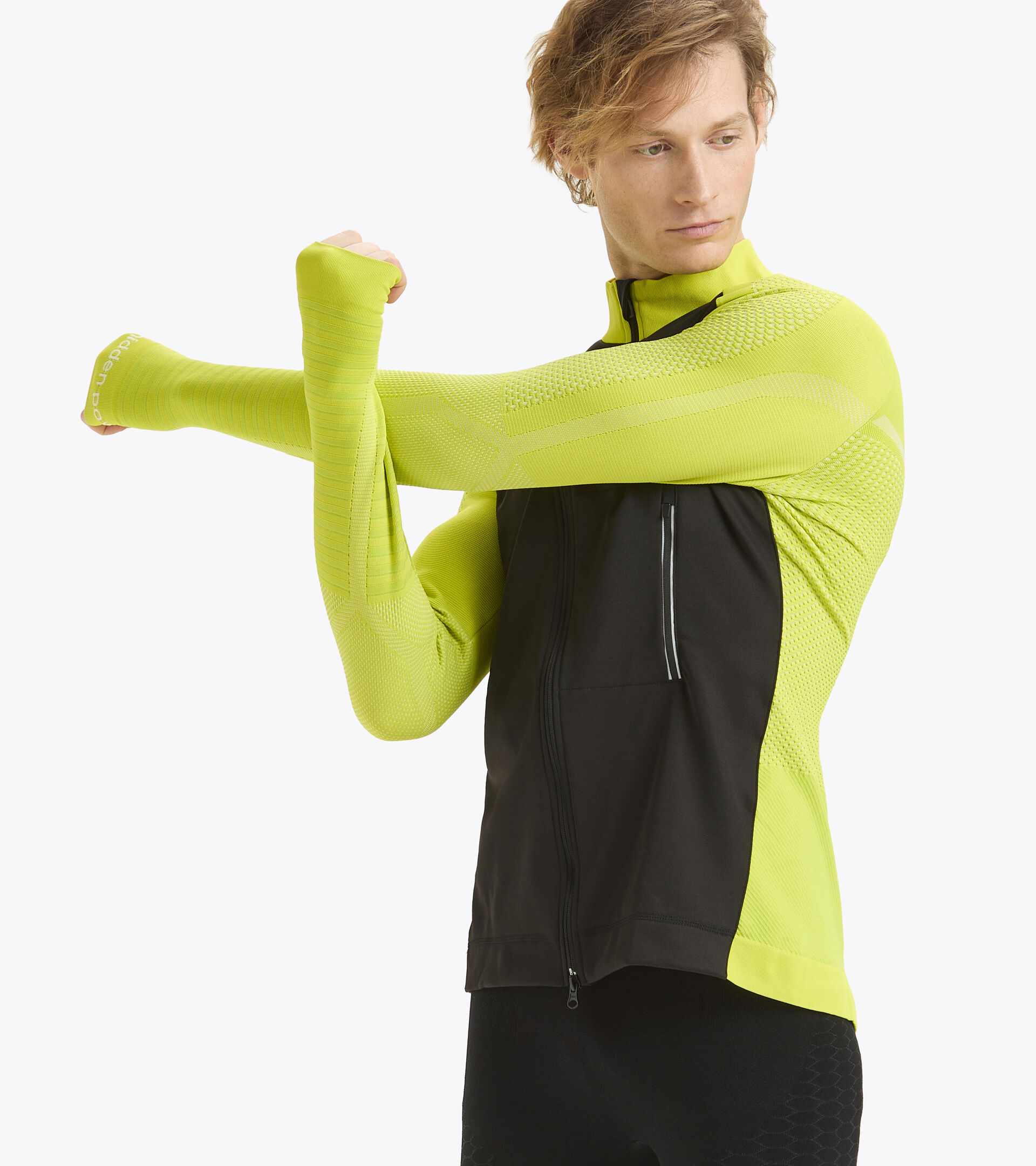 Italian-made running jacket - Men HIDDEN POWER JACKET GREEN SPRING - Diadora
