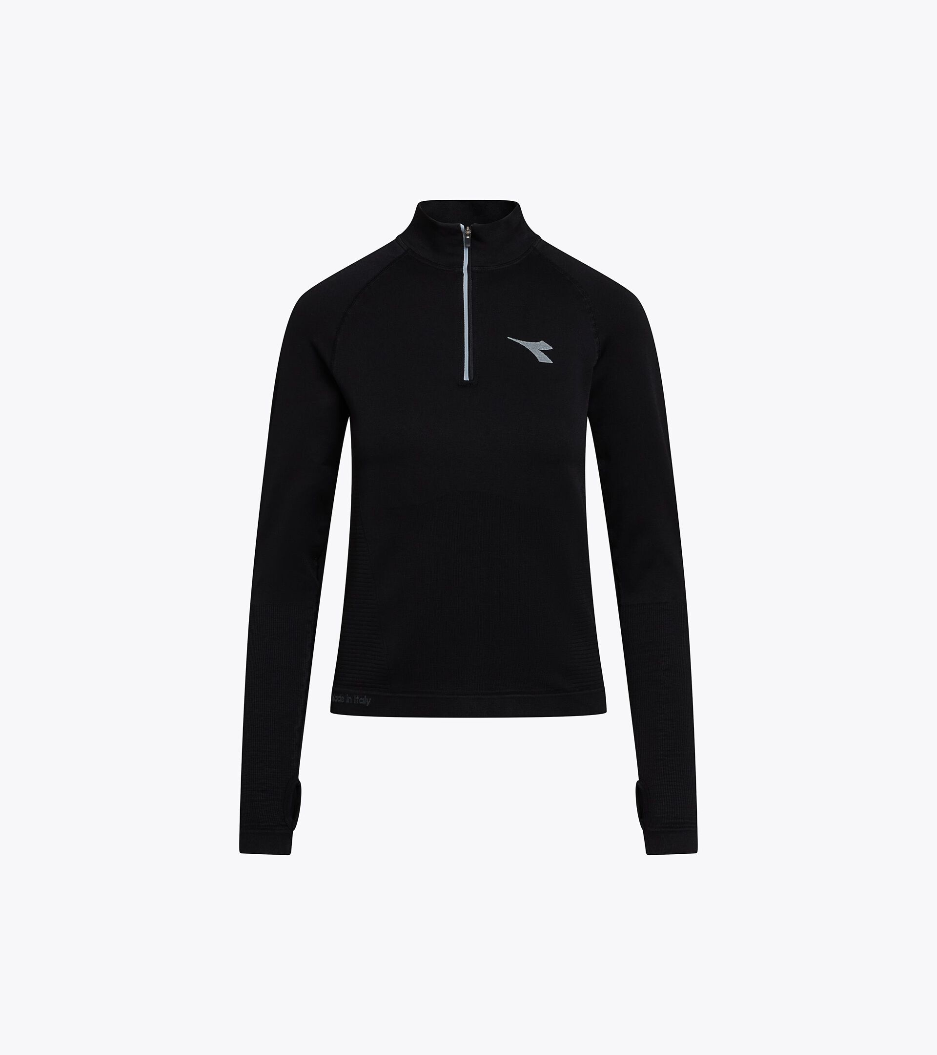 Long-Sleeve Thermoregulating Technical T-shirt - STRATOUNO Running - Women&rsquo;s L. LS T-SHIRT 1/2 ZIP STRATOUNO BLACK - Diadora