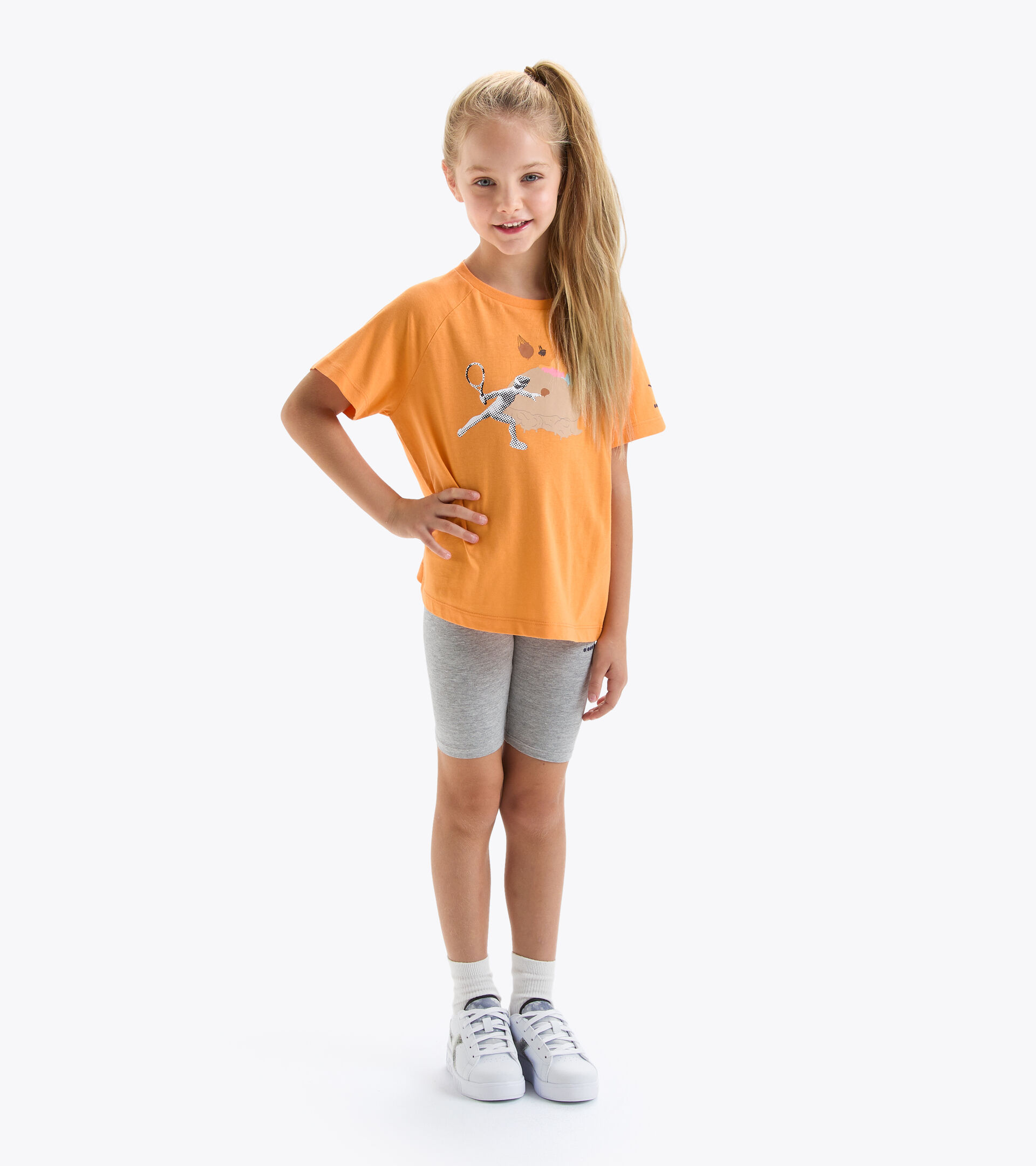 Conjunto completo - Niña JG.SET SS SPORT ART NARANJA FUERTE - Diadora