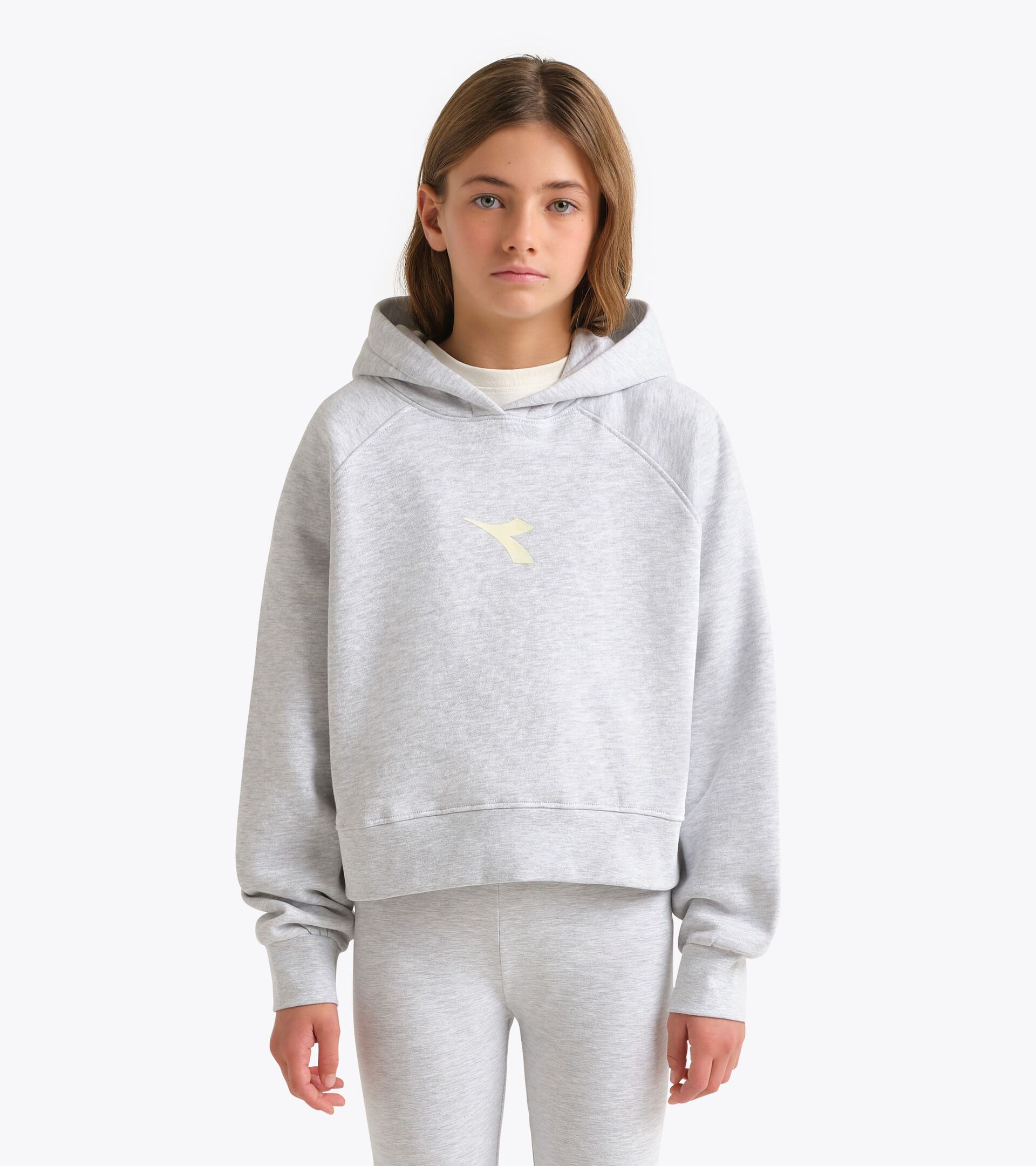 Hoodie - Girls JG. HOODIE RHINESTONE LIGHT MIDDLE GREY MELANGE - Diadora