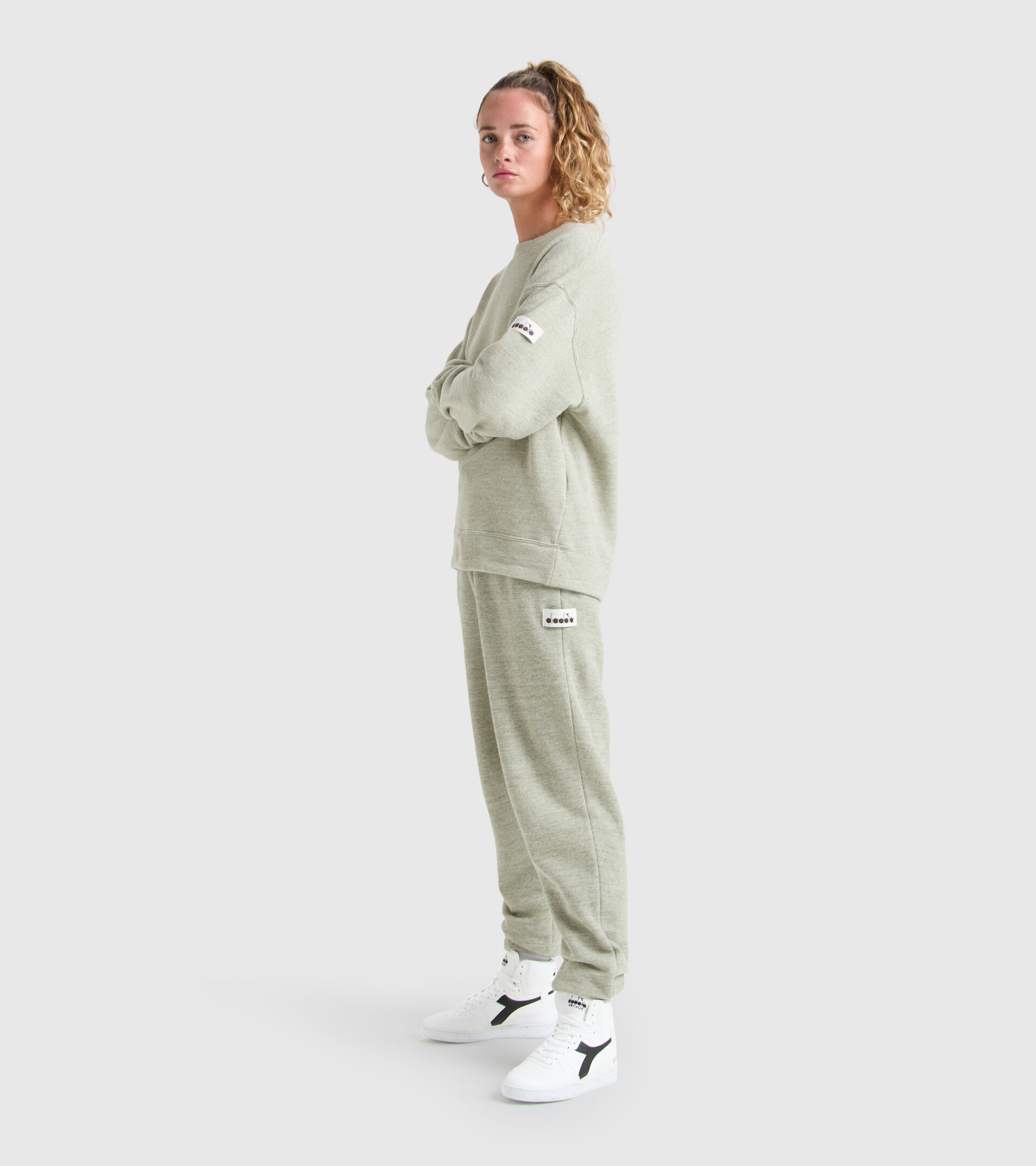 Crew-neck sports sweatshirt - Unisex SWEATSHIRT CREW MANIFESTO 2030 DESERT SAGE MELANGE - Diadora