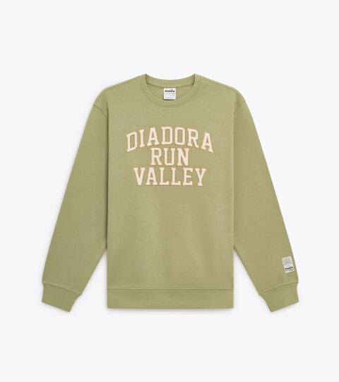 Sweatshirt - Run Valley - All-gender SWEATSHIRT CREW RUN VALLEY SAGE GREEN - Diadora