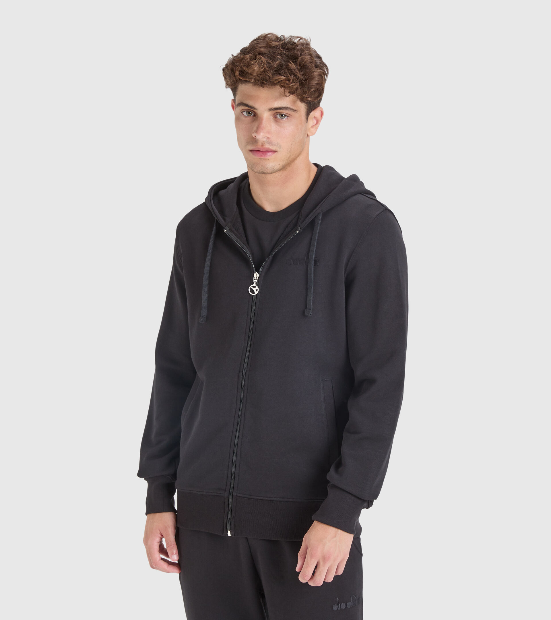 Hooded sweatshirt - Made in Italy - Men HOODIE FZ MII BLACK - Diadora