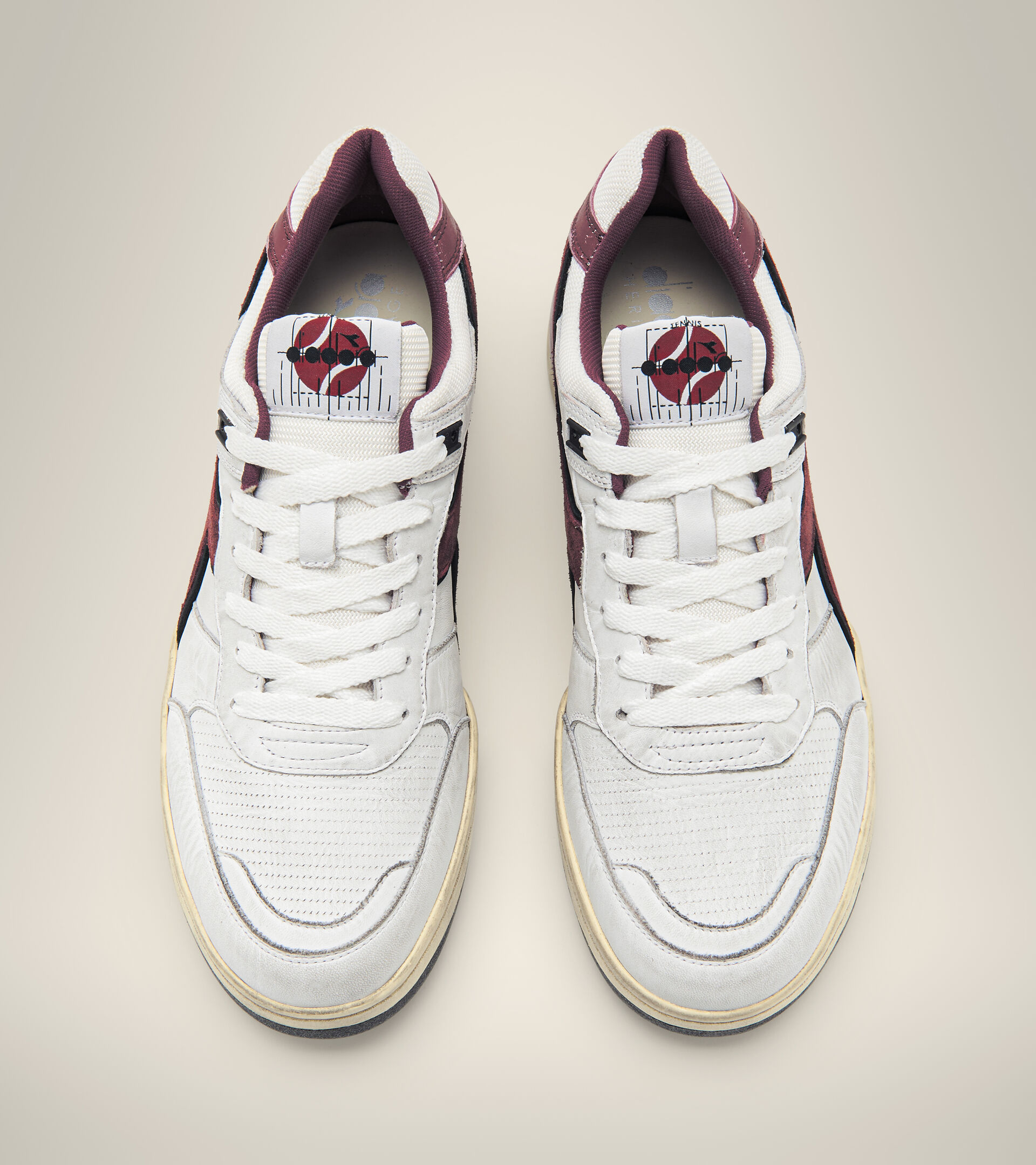 Zapatilla Heritage Made in Italy - Unisex B.560 CORTINA BLANCO/VINO RUBI - Diadora