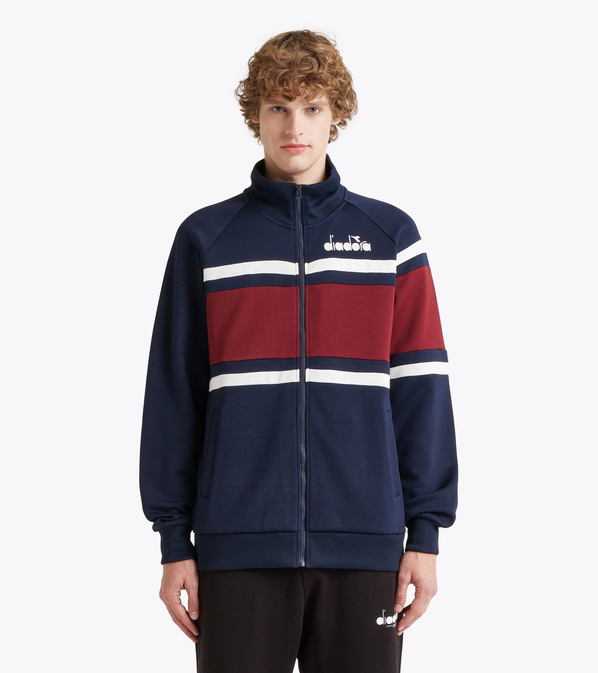 80s-inspired sports jacket - All-gender JACKET 80S BLUE DENIM/OPTICAL WHITE - Diadora