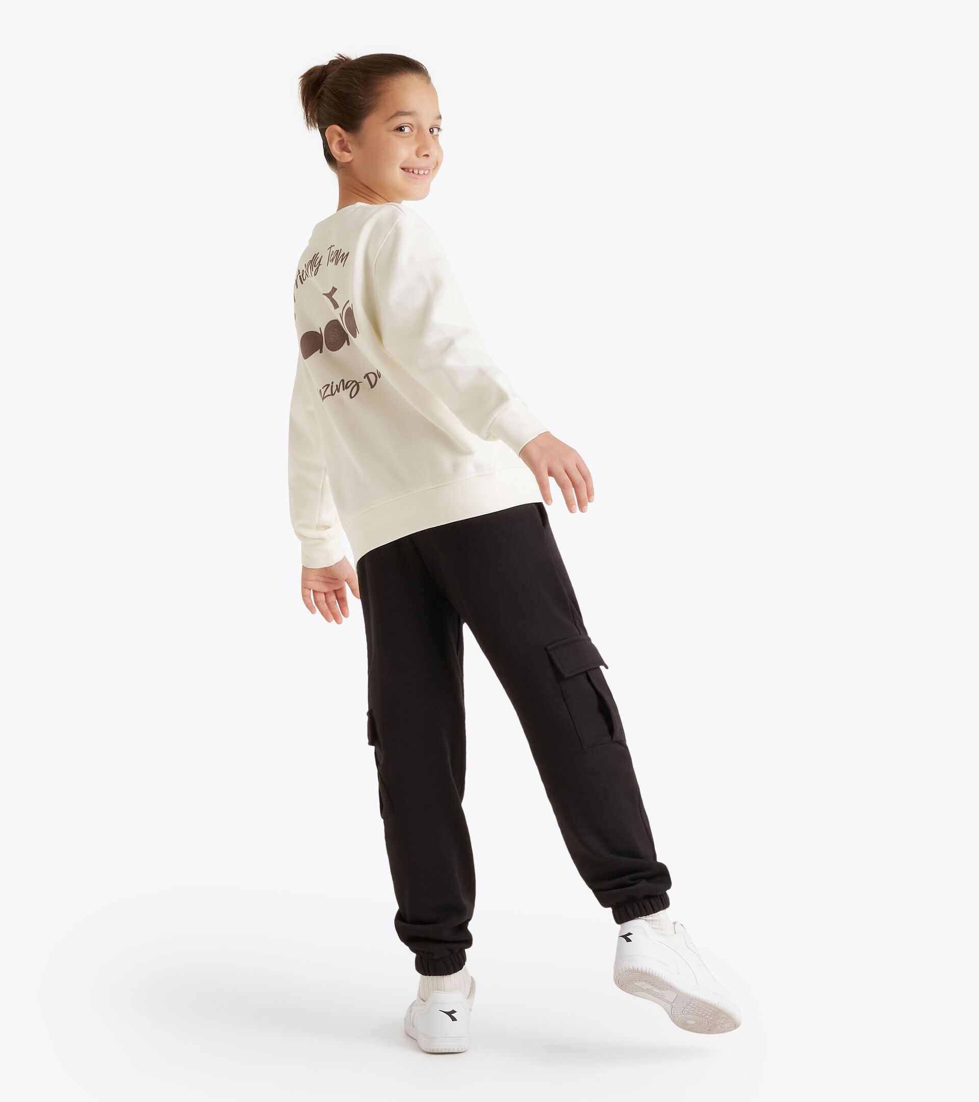 Sweatshirt - Boys JB. SWEATSHIRT CREW FRIENDLY TEAM CREAM - Diadora