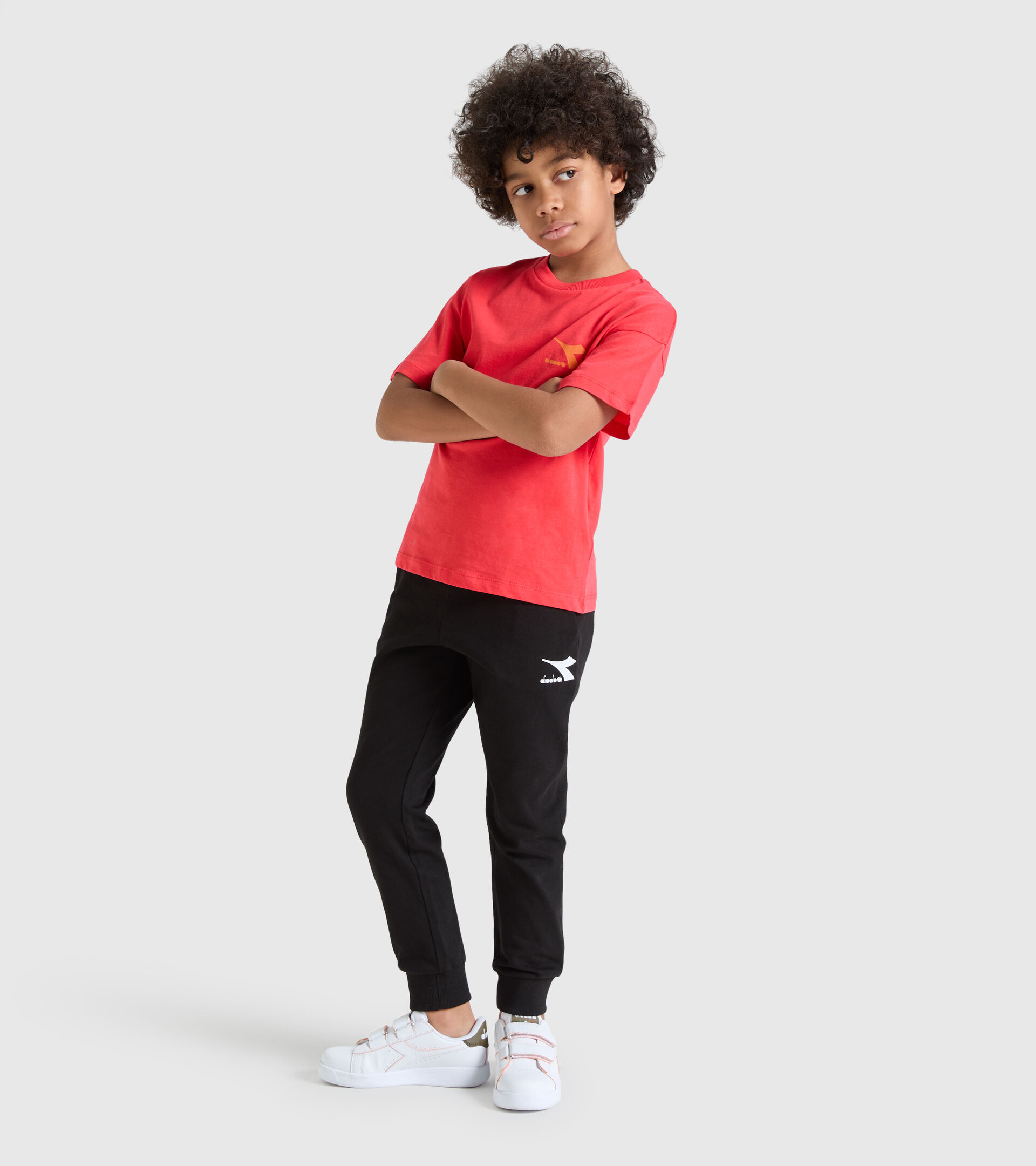 T-shirt en coton junior - Unisexe JU.T-SHIRT SS RAINBOW COQUELICOT ROUGE - Diadora