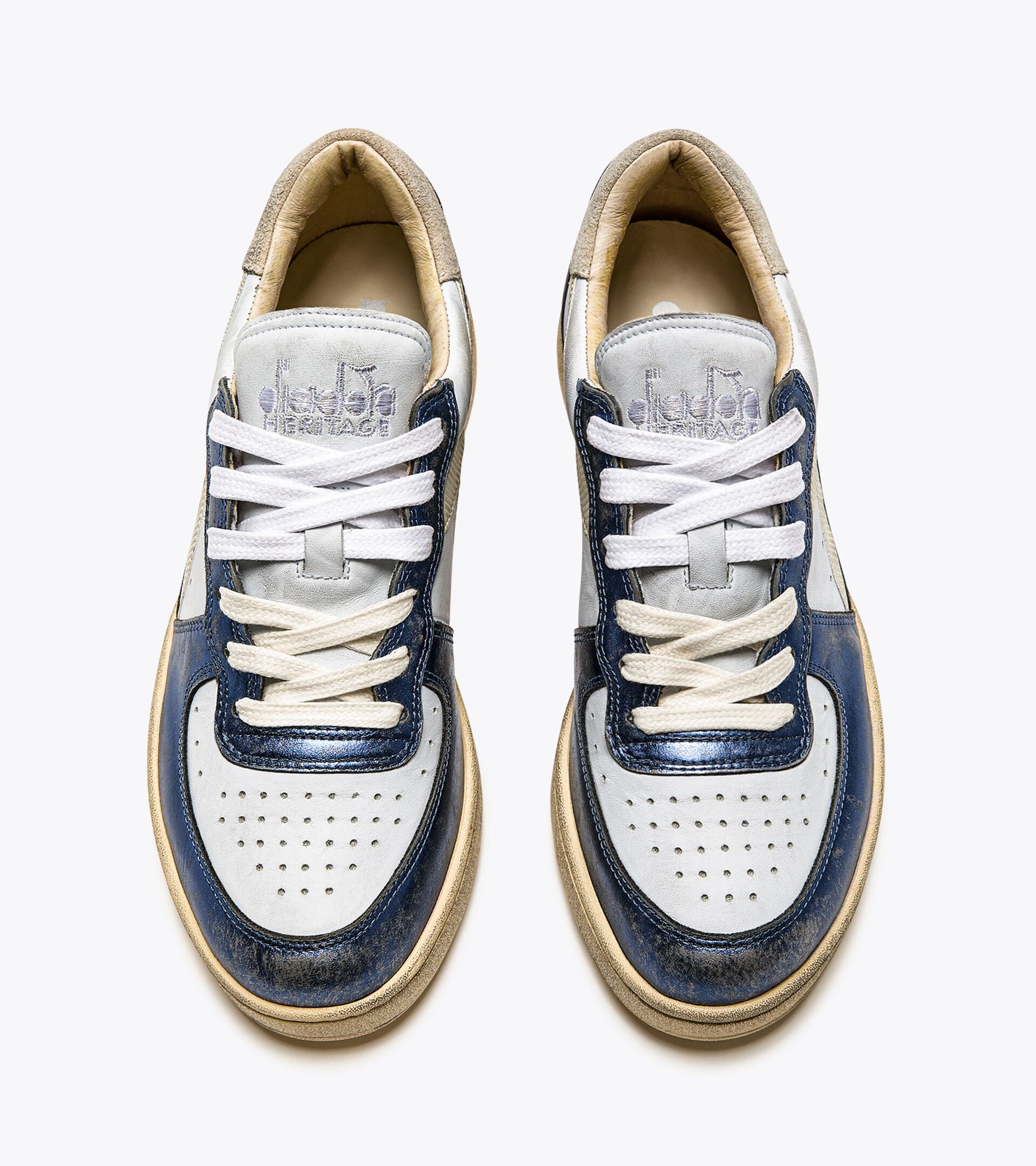 Heritage shoes - Gender neutral MI BASKET LOW METALLIC DIRTY WHITE/TWILIGHT BLUE - Diadora