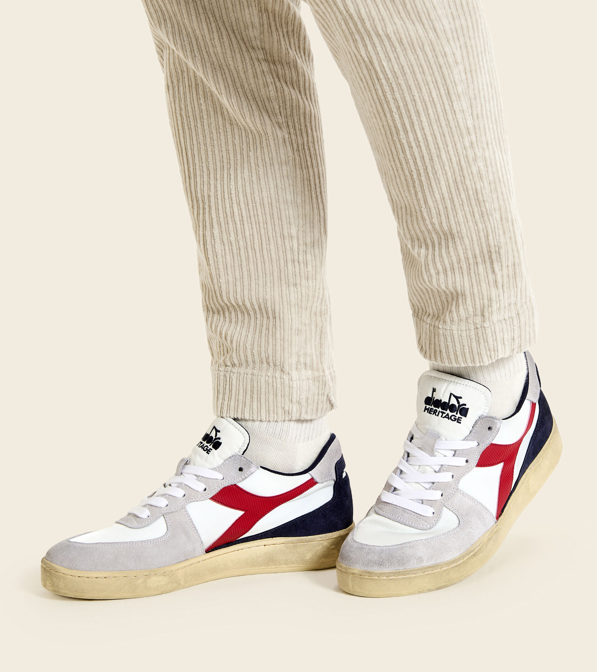 Heritage shoe - Unisex MI BASKET LOW RIPSTOP WHITE/BLUE PRINT - Diadora