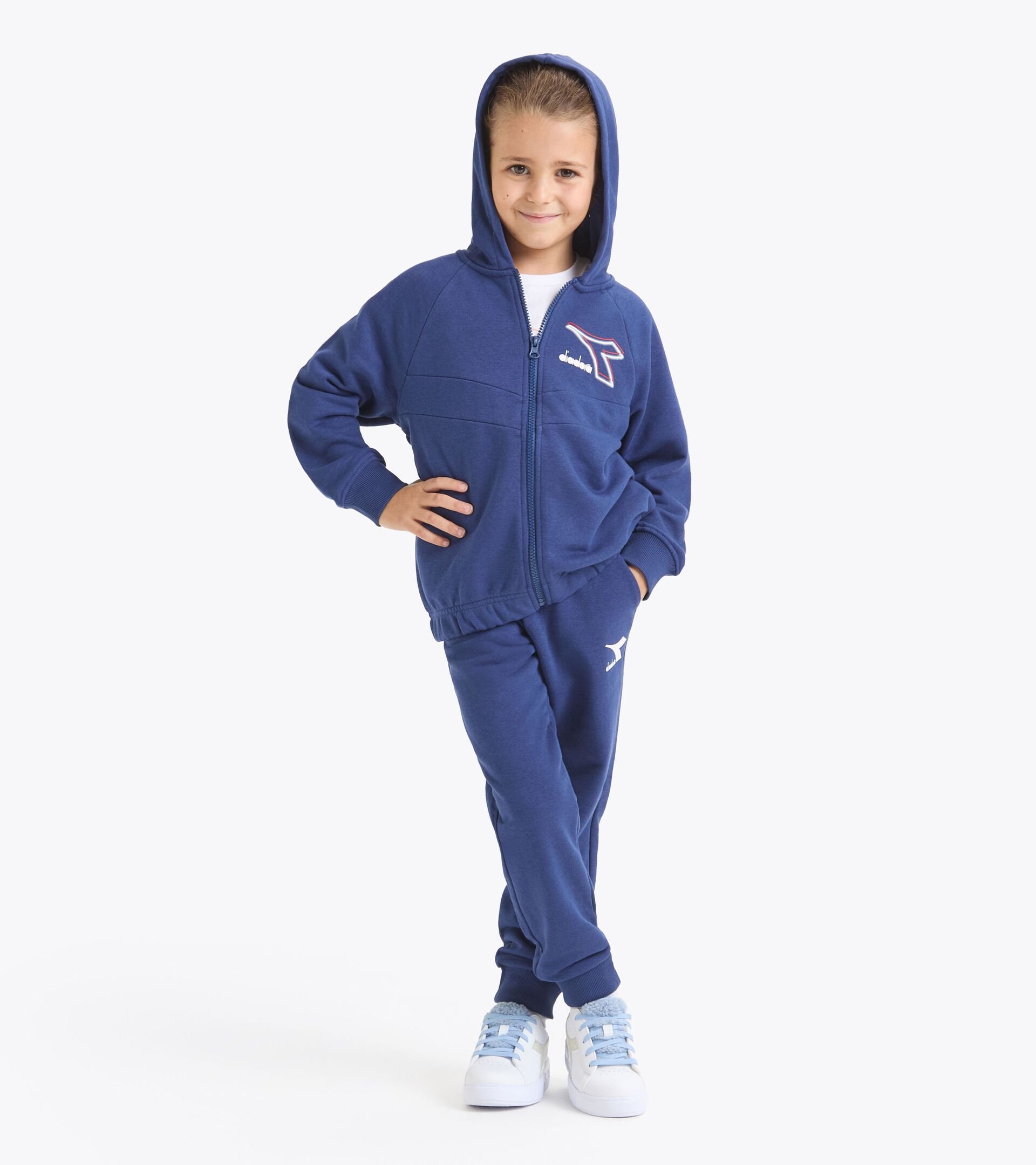 Coordinated tracksuit - Boys and girls 
 JU. TRACKSUIT HD FZ LOGO SALTIRE NAVY - Diadora