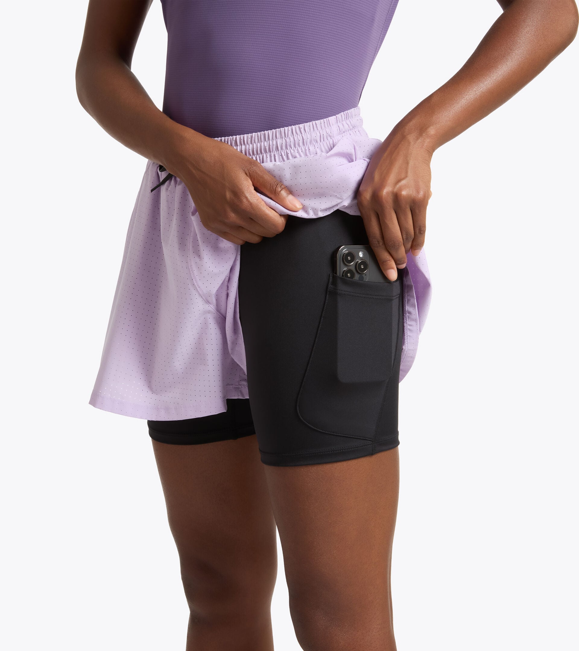 2-in-1 Running Shorts - Training - Women&rsquo;s L. SHORTS 2IN1 VIOLET ORCHID - Diadora