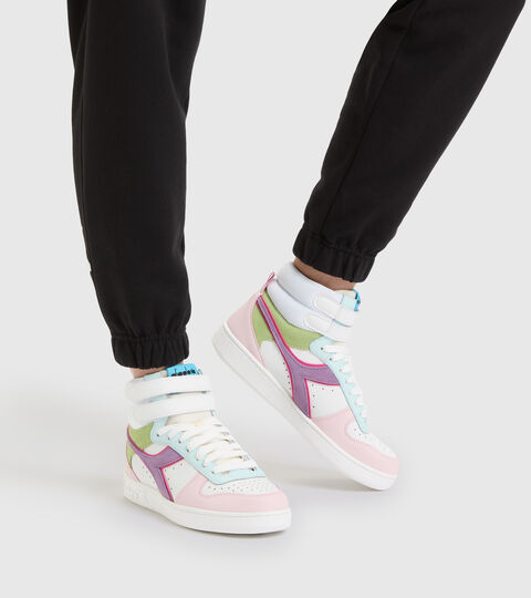MAGIC BASKET MID WN, BLC/ROSE POT-POURRI/BLEU VERRE Chaussures de sport - Femme MAGIC BASKET MID WN BLC/ROSE POT-POURRI/BLEU VERRE - Diadora
