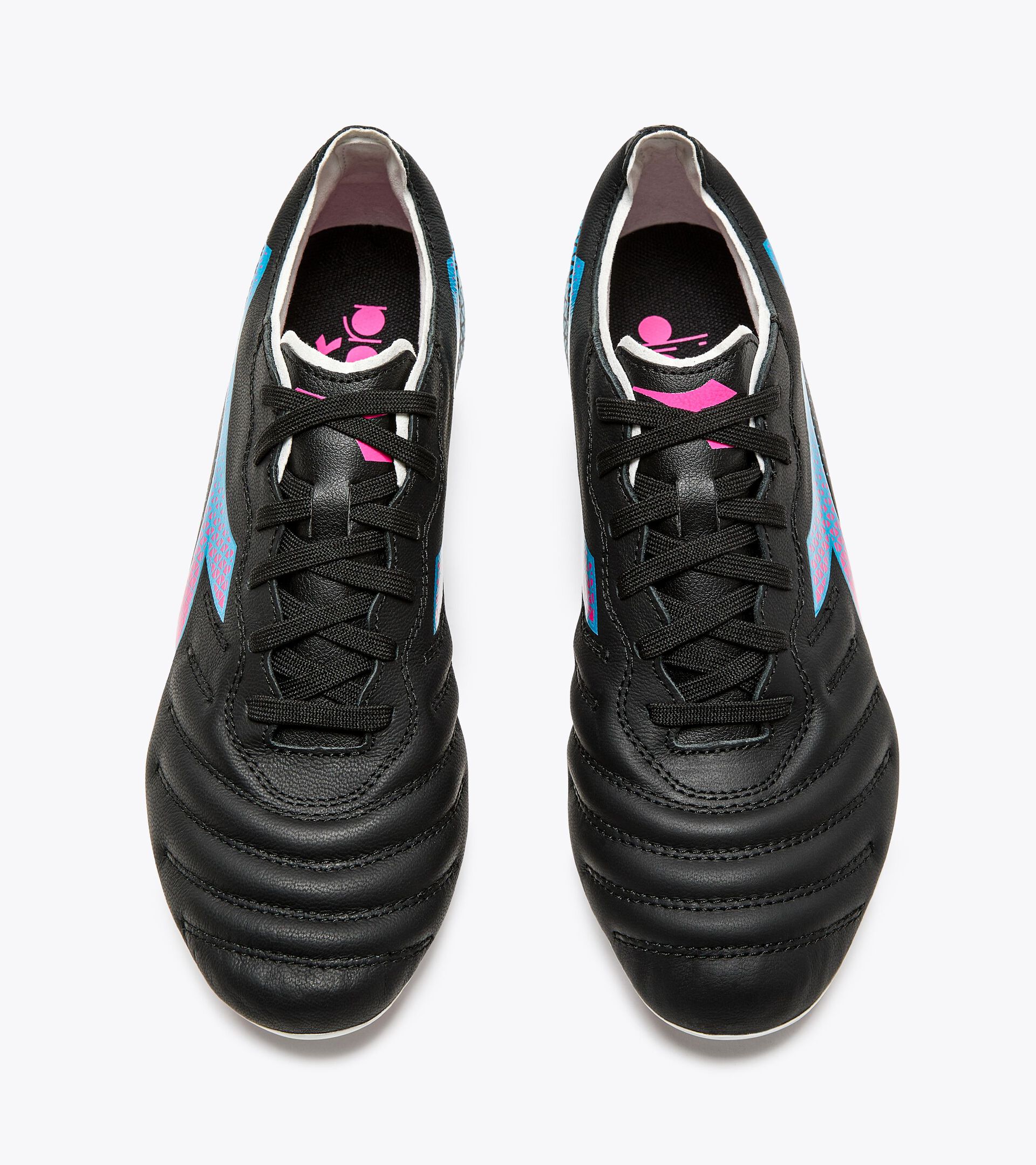 Calcio boots for firm ground - Women's BRASIL ELITE GR LT W LP12 BLK/PINK FLUO/CYAN BLUE FLUO - Diadora