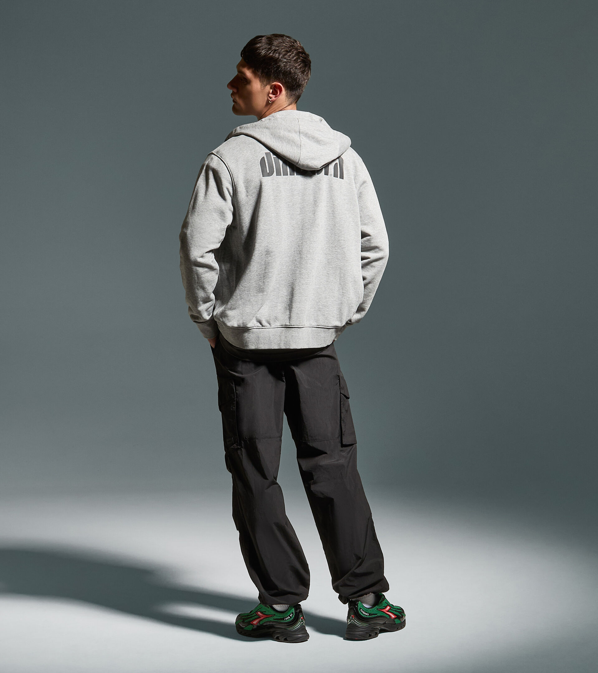 Zipped hoodie - All-gender HOODIE FZ. ATHL. LOGO HIGH RISE MELANGE - Diadora