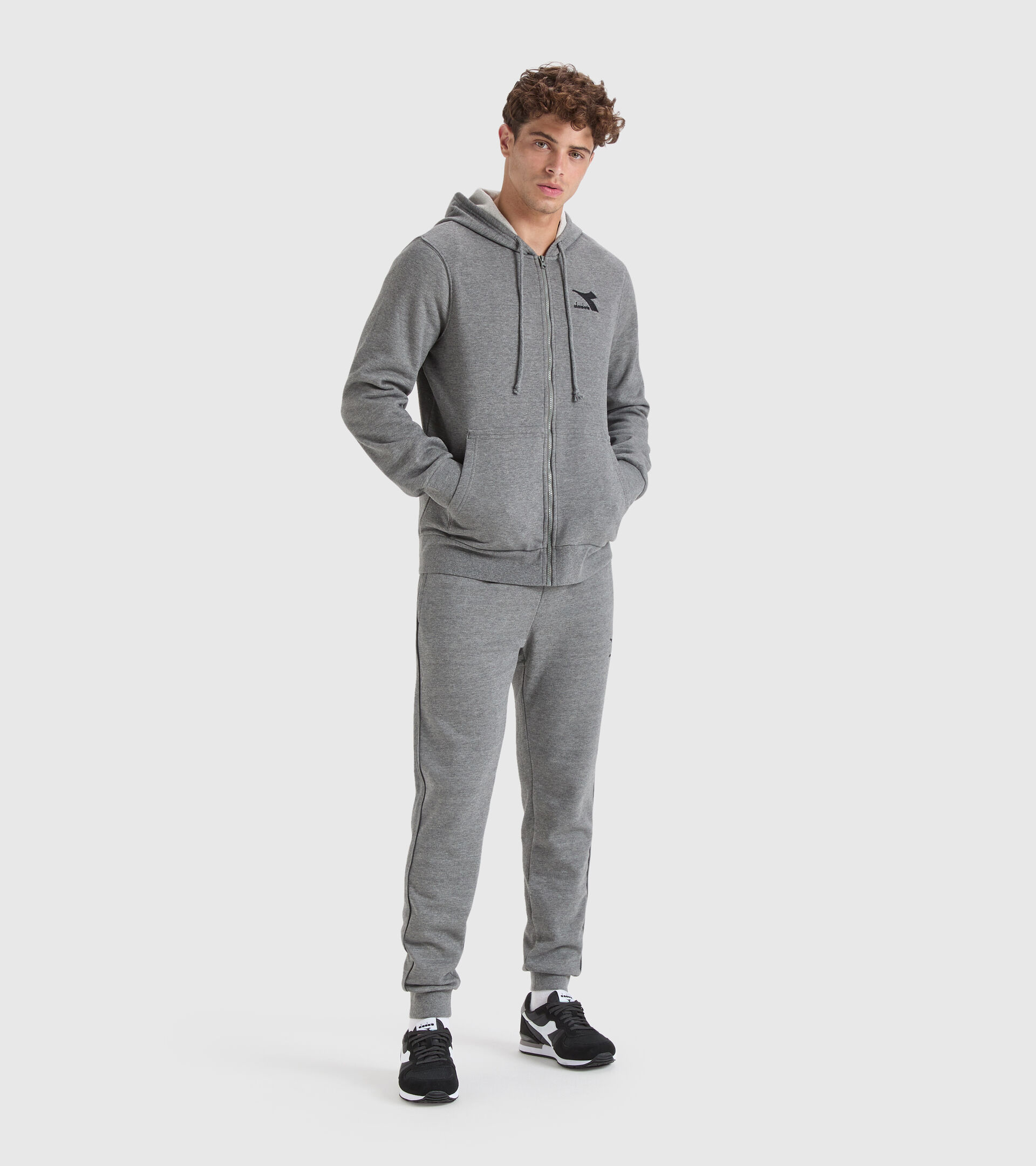 Sweat-shirt à capuche - Homme HOODIE FZ CORE GRIS FONCE MELANGE - Diadora