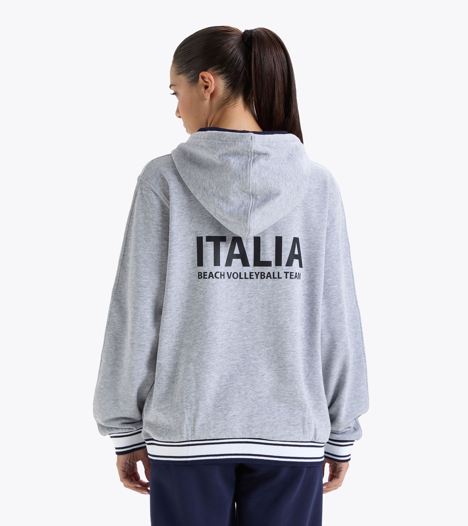 Representative hoodie - Italy Women’s National Beach Volleyball Team TOP FELPA RAPPRESENTANZA DONNA BV23 ITA LIGHT MIDDLE GRAY MELANGE - Diadora