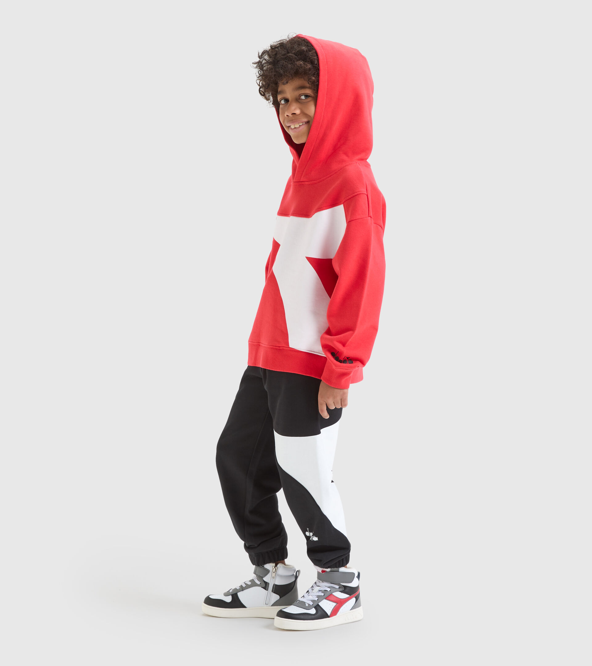 Sports sweatshirt with maxi-logo - Boys JB.HOODIE POWER LOGO POPPY RED - Diadora