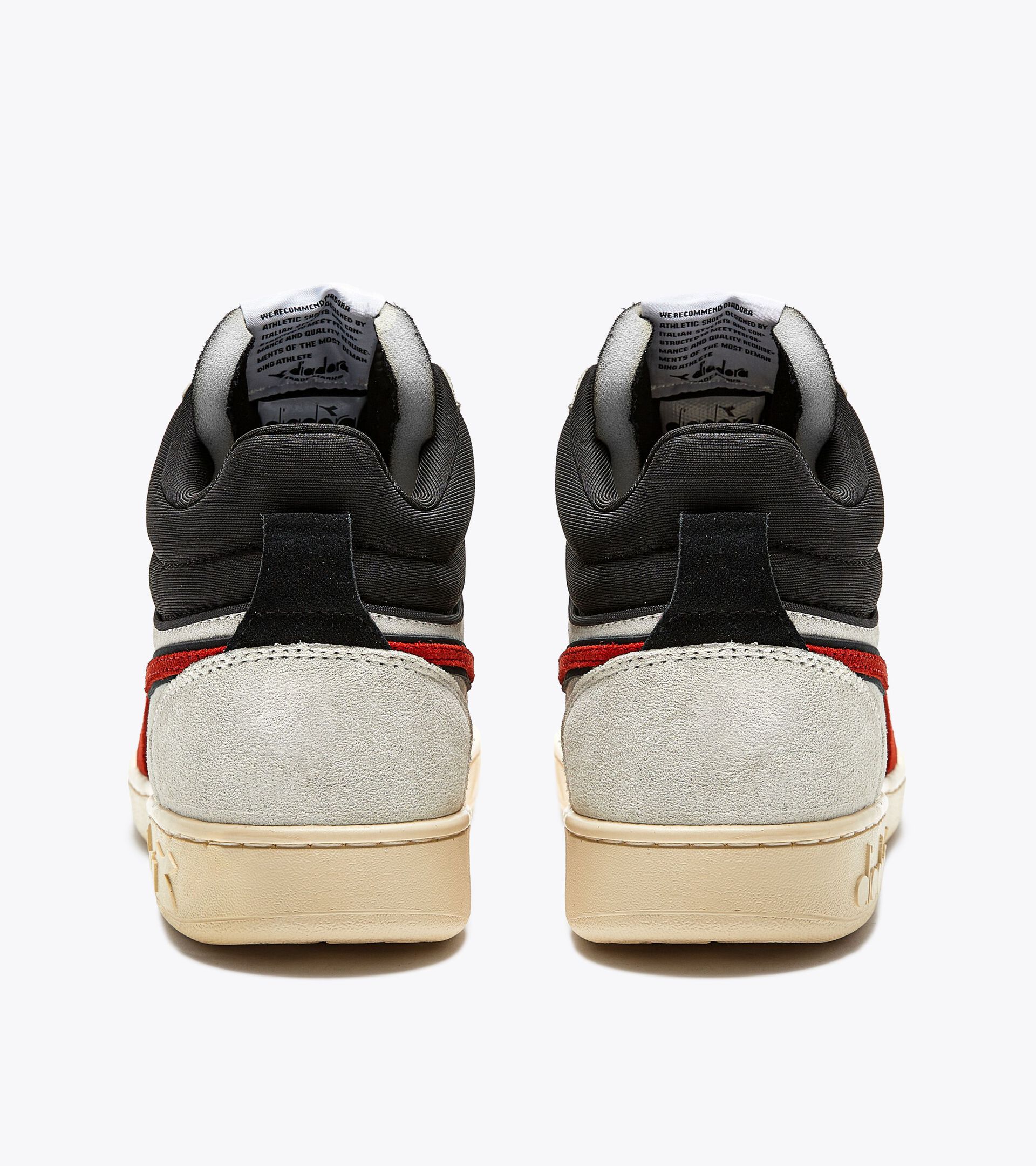 Sporty sneakers - Gender neutral MAGIC BASKET DEMI CUT SUEDE LEATHER WHITE/FERRARI RED ITALY - Diadora