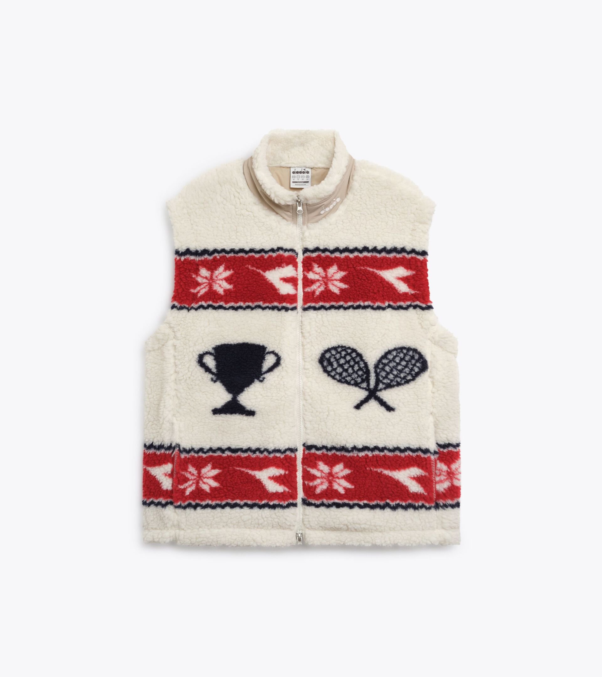 Reversible fleece jacket - Exclusive e-commerce & Cortina Store - All-gender REVERSIBLE POLAR FLEECE VEST WHITE - Diadora