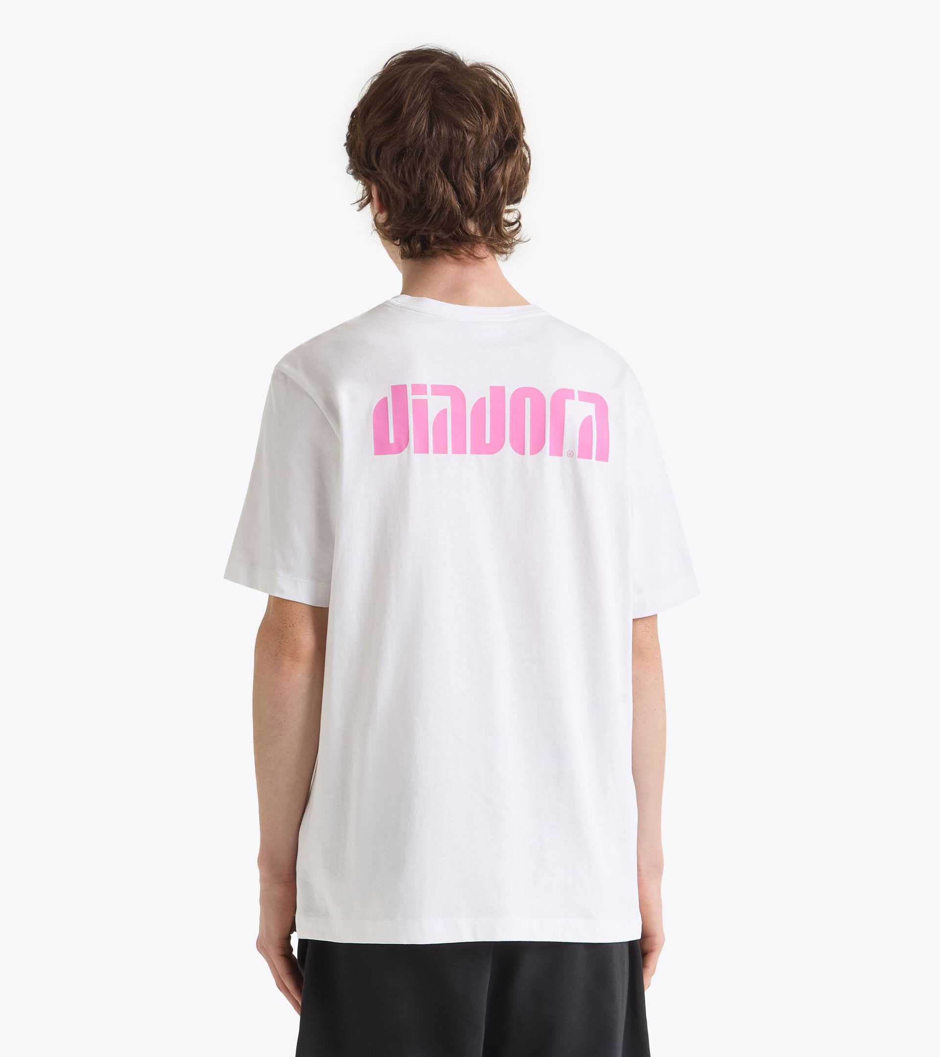 Cotton t-shirt - All-gender T-SHIRT SS ATHL. LOGO SL OPTICAL WHITE - Diadora