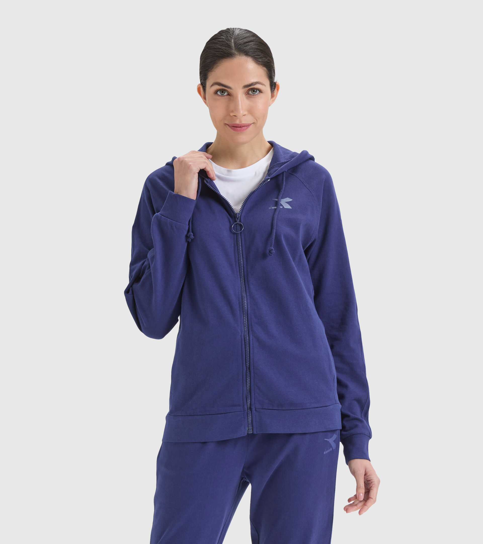 Cotton sports sweatshirt - Women L. HOODIE FZ CHROMIA DEEP COBALT BLUE - Diadora