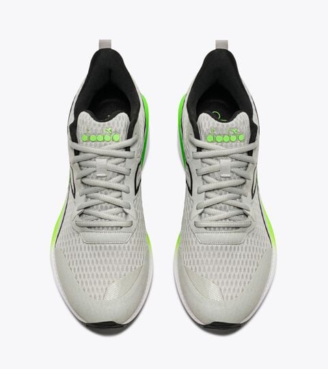Neutral running shoes -  Men&rsquo;s STRADA 3 SILVER /BLACK/GREEN FLUO - Diadora