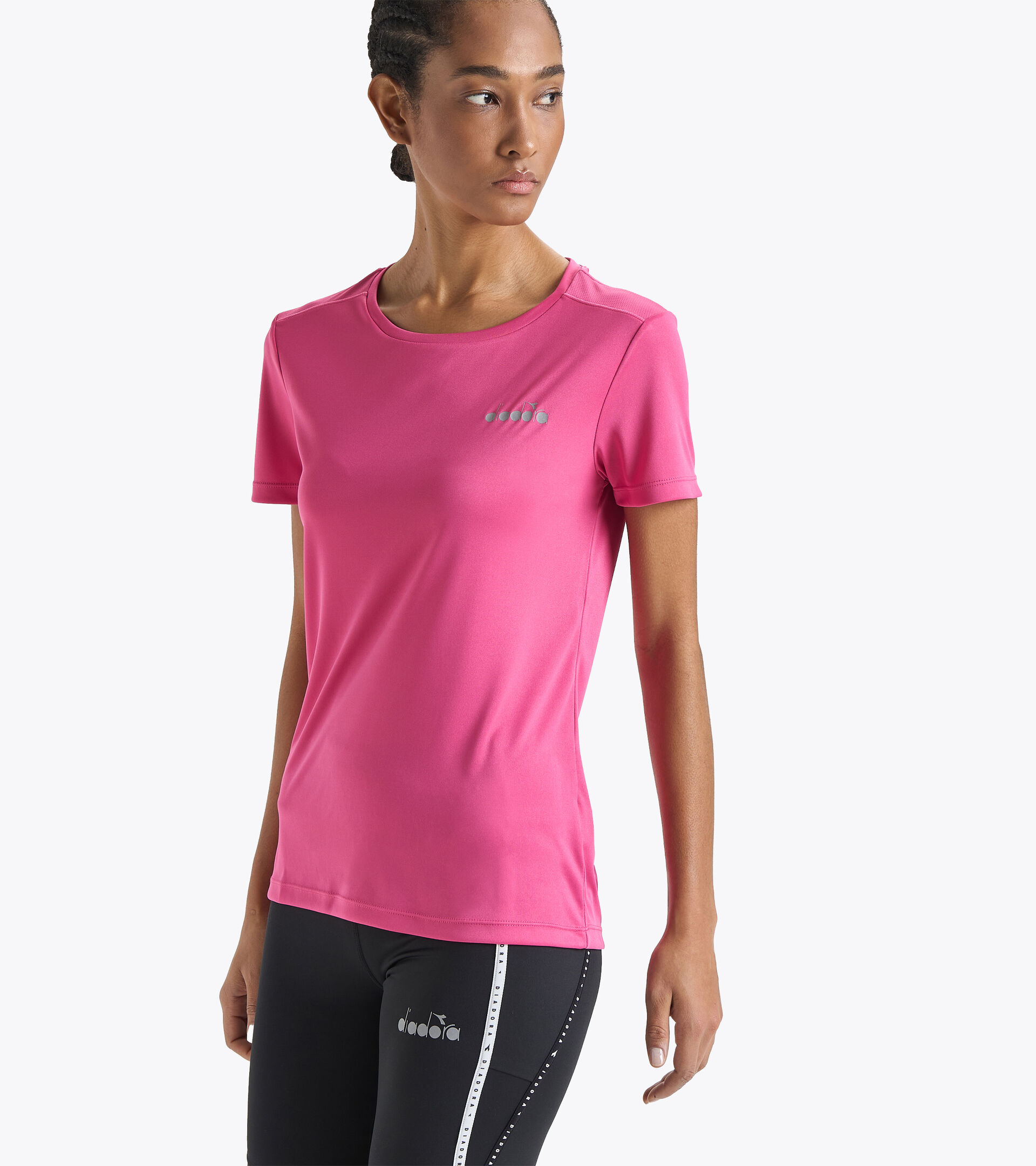 Camiseta para correr - Mujer L. SS T-SHIRT RUN ROSADO AQUILEA - Diadora