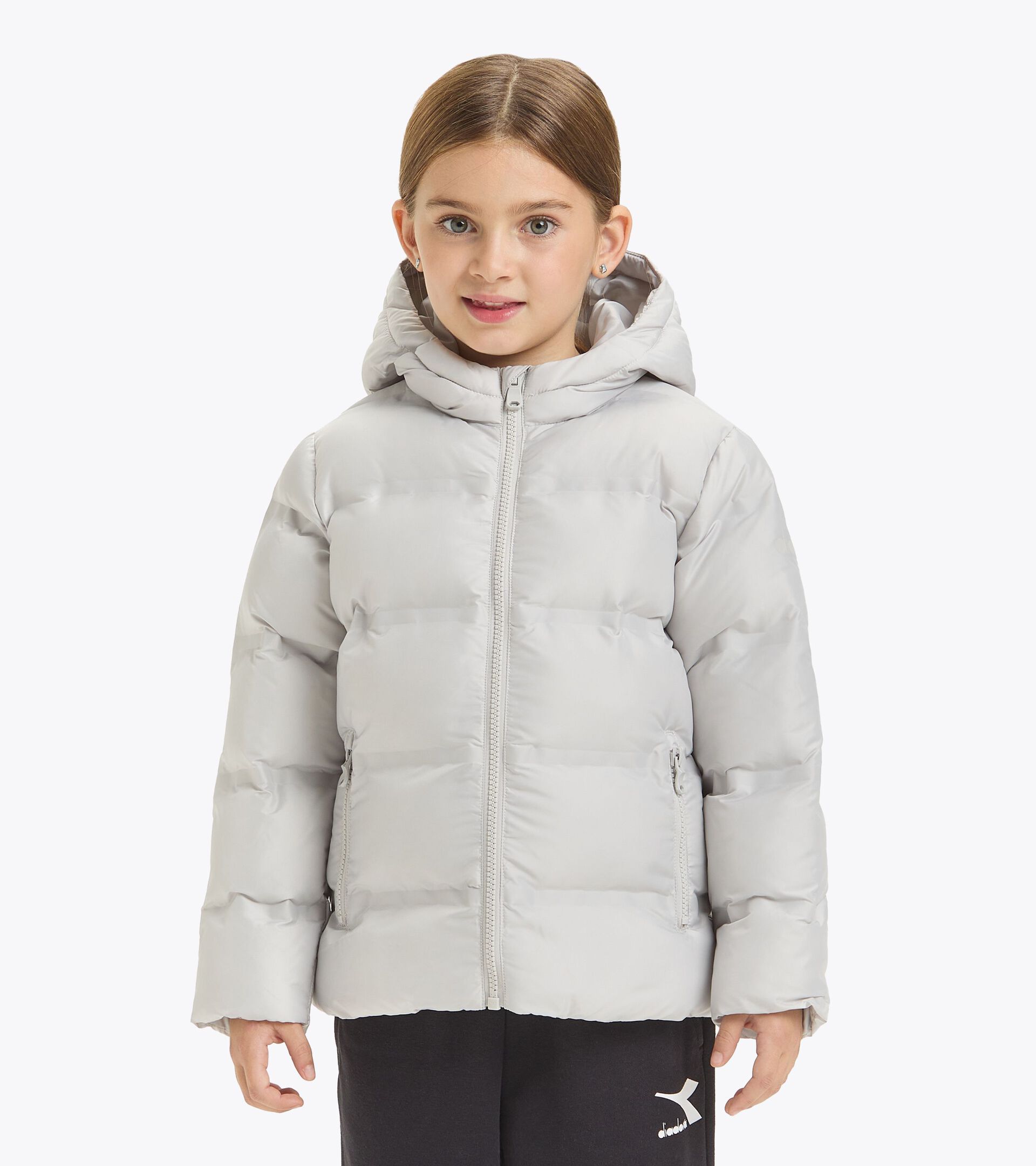 Puffer jacket - Girls JG. HOODIE INSULATED JACKET GREY ALASKA - Diadora