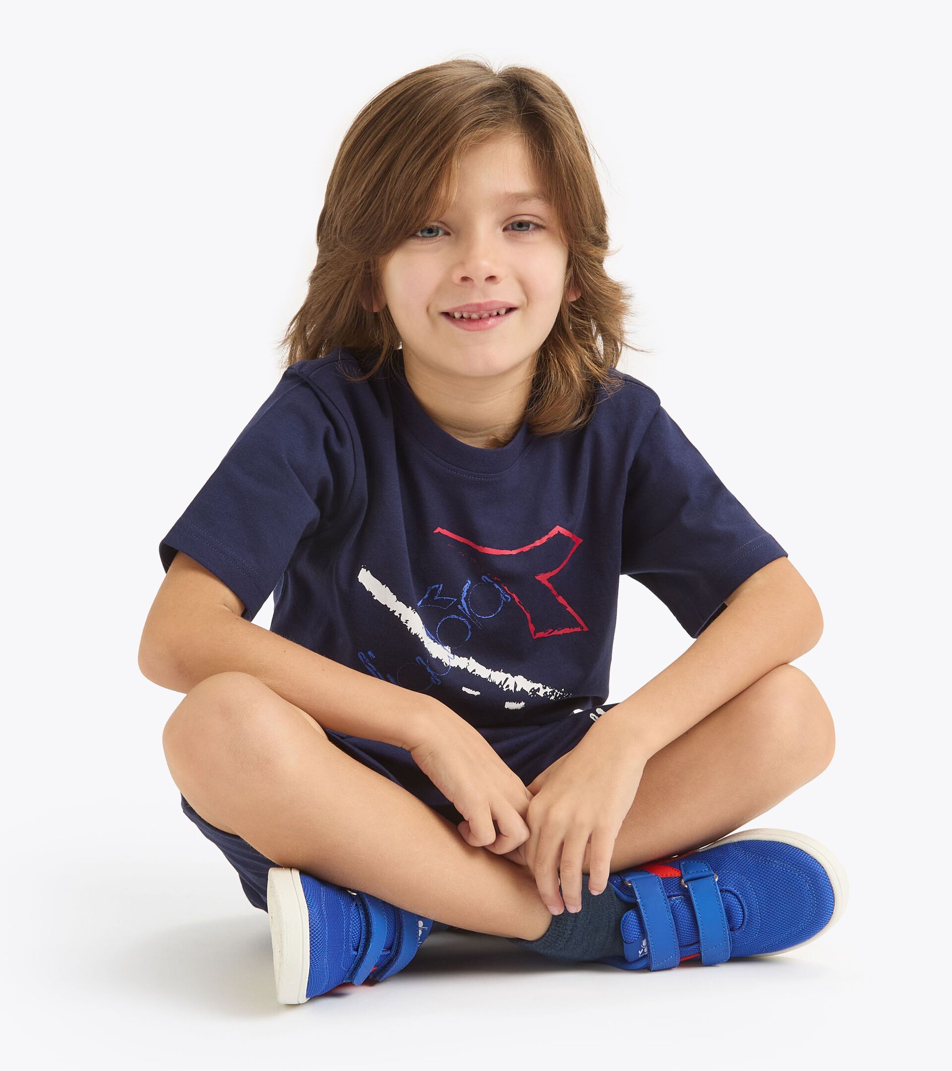 Cotton t-shirt - Boy JB. T-SHIRT SS GRAFFITI BL BLUE DENIM - Diadora