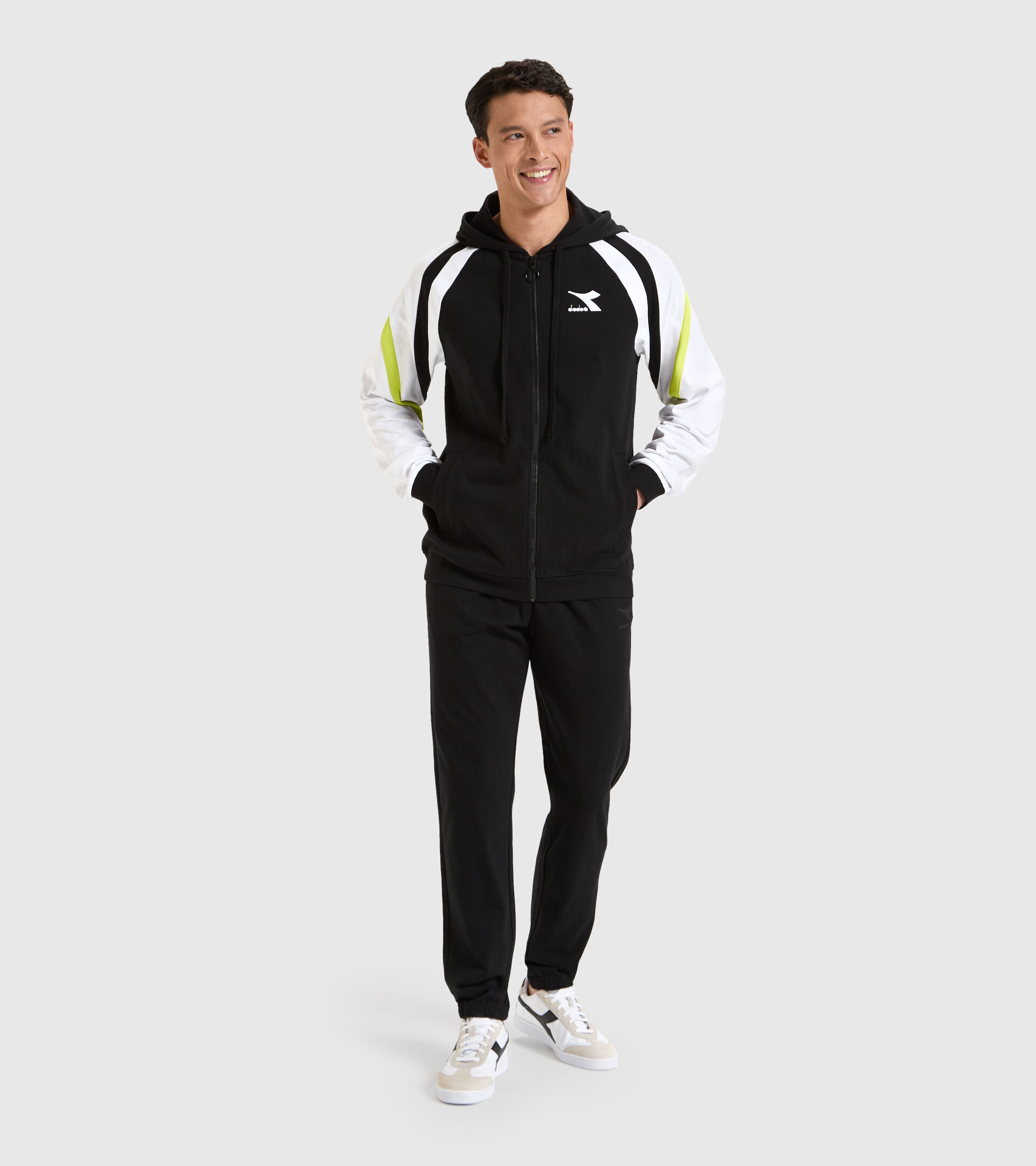 Chándal de algodón - Hombre TRACKSUIT HOODIE FZ CORE NEGRO - Diadora