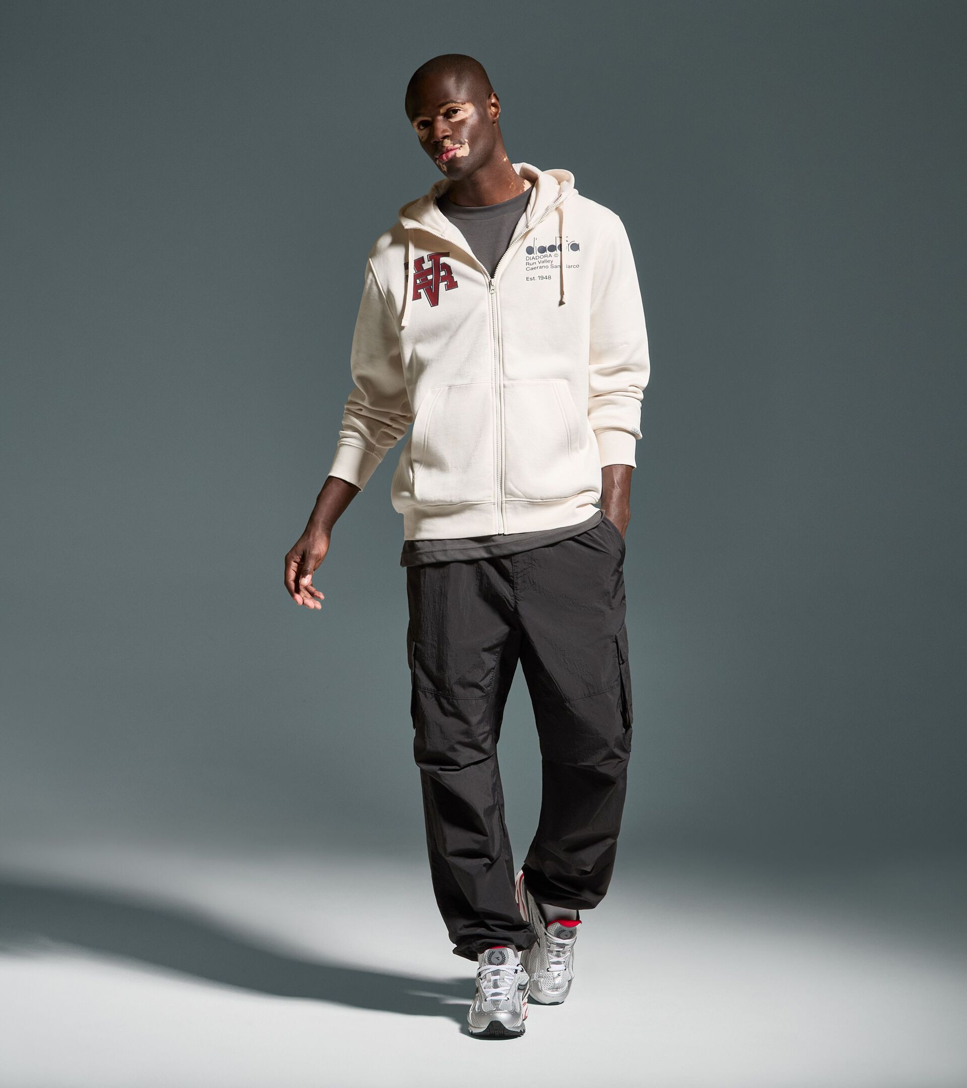 Hoodie - Run Valley - All-gender HOODIE FZ RUN VALLEY WHISPER WHITE - Diadora
