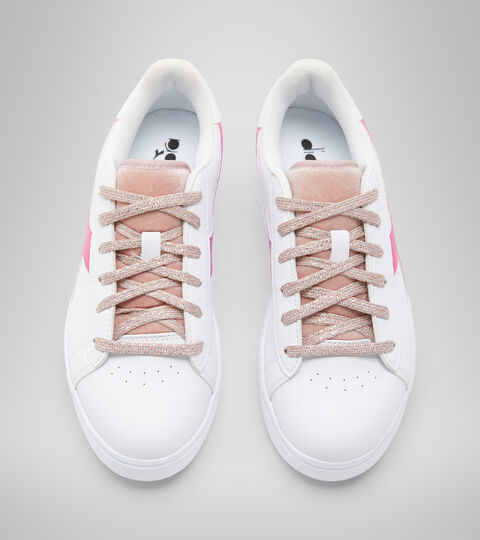 GAME STEP P METALLIC CRAQUELE GS, WHITE/PINK LADY Sports shoes - Kids 8-16 years GAME STEP P METALLIC CRAQUELE GS WHITE/PINK LADY - Diadora