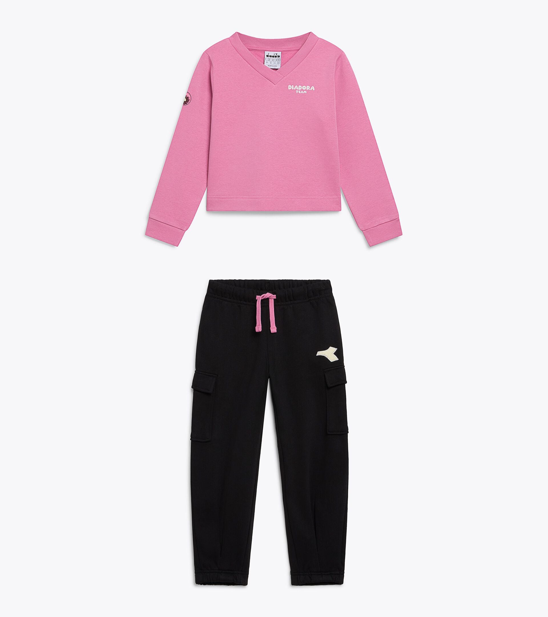 Surv&ecirc;tement cotton look - Regular/Relaxed - Fille JG. TRACKSUIT FZ LOGO (BR) NOIR - Diadora