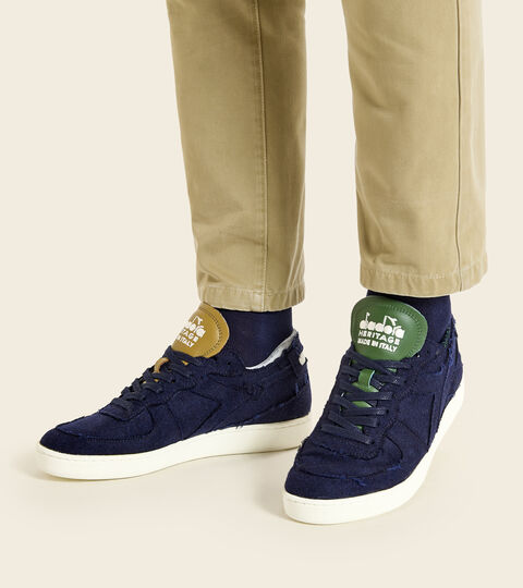 MI BASKET ROW CUT ITA VALDILANA, BLUE EBONY Made in Italy Heritage Shoe - Unisex MI BASKET ROW CUT ITA VALDILANA BLUE EBONY - Diadora