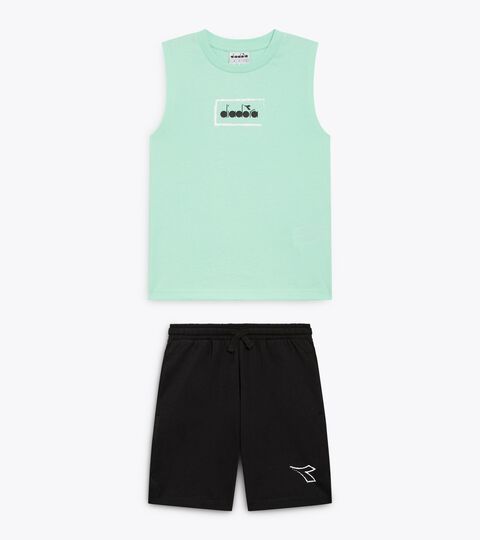 JB. SET ESSENTIAL SPORTS SL, GREEN BIRDS EGG Sports set - Tank top and shorts - Boy JB. SET ESSENTIAL SPORTS SL GREEN BIRDS EGG - Diadora