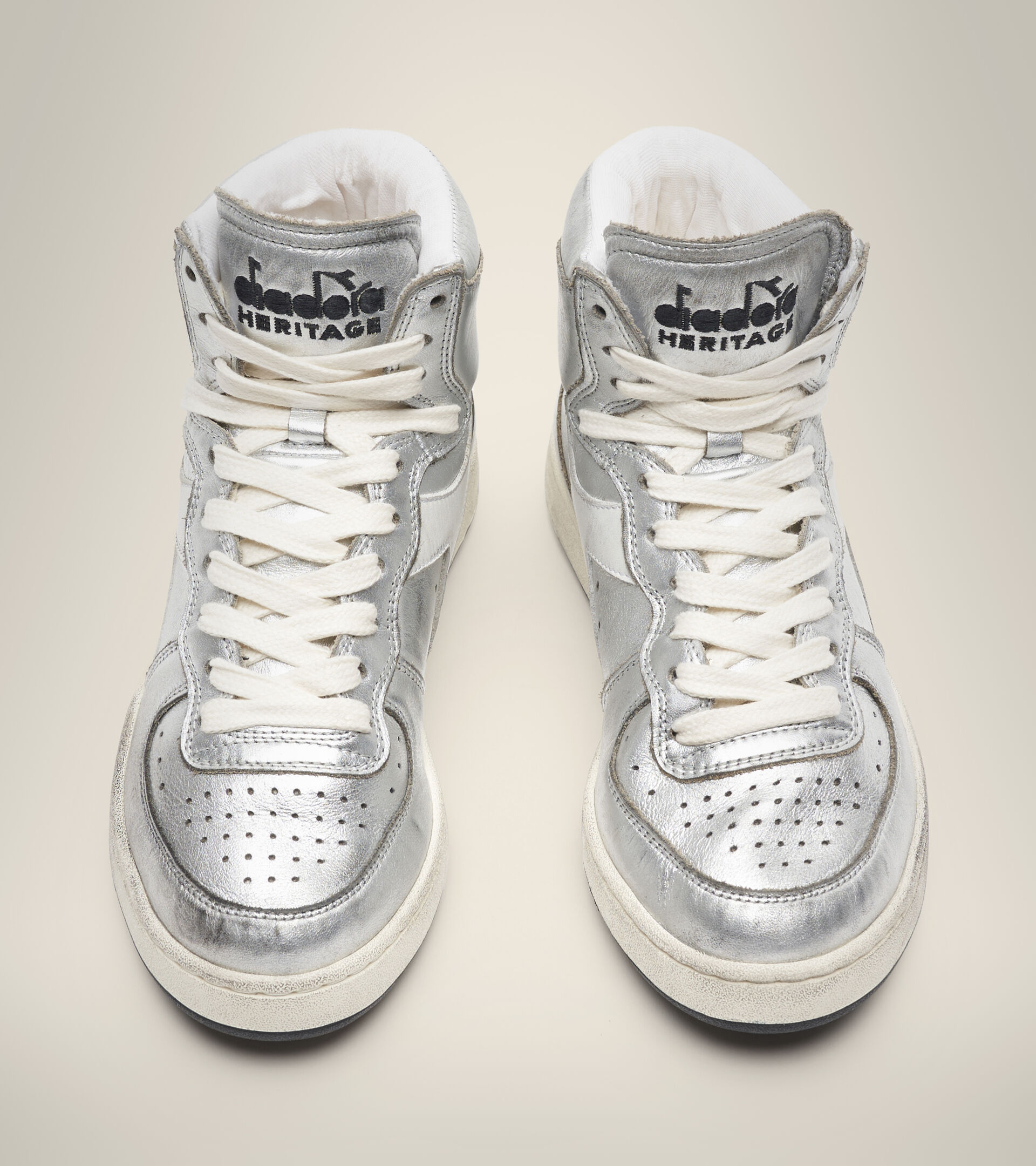 Heritage shoe - Unisex MI BASKET METAL USED SILVER/WHITE/BLACK - Diadora