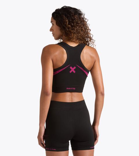 Dromo X Diadora -  Running crop tank - Woman - Made in Italy L. TOP STRATOUNO DROMO BLACK - Diadora