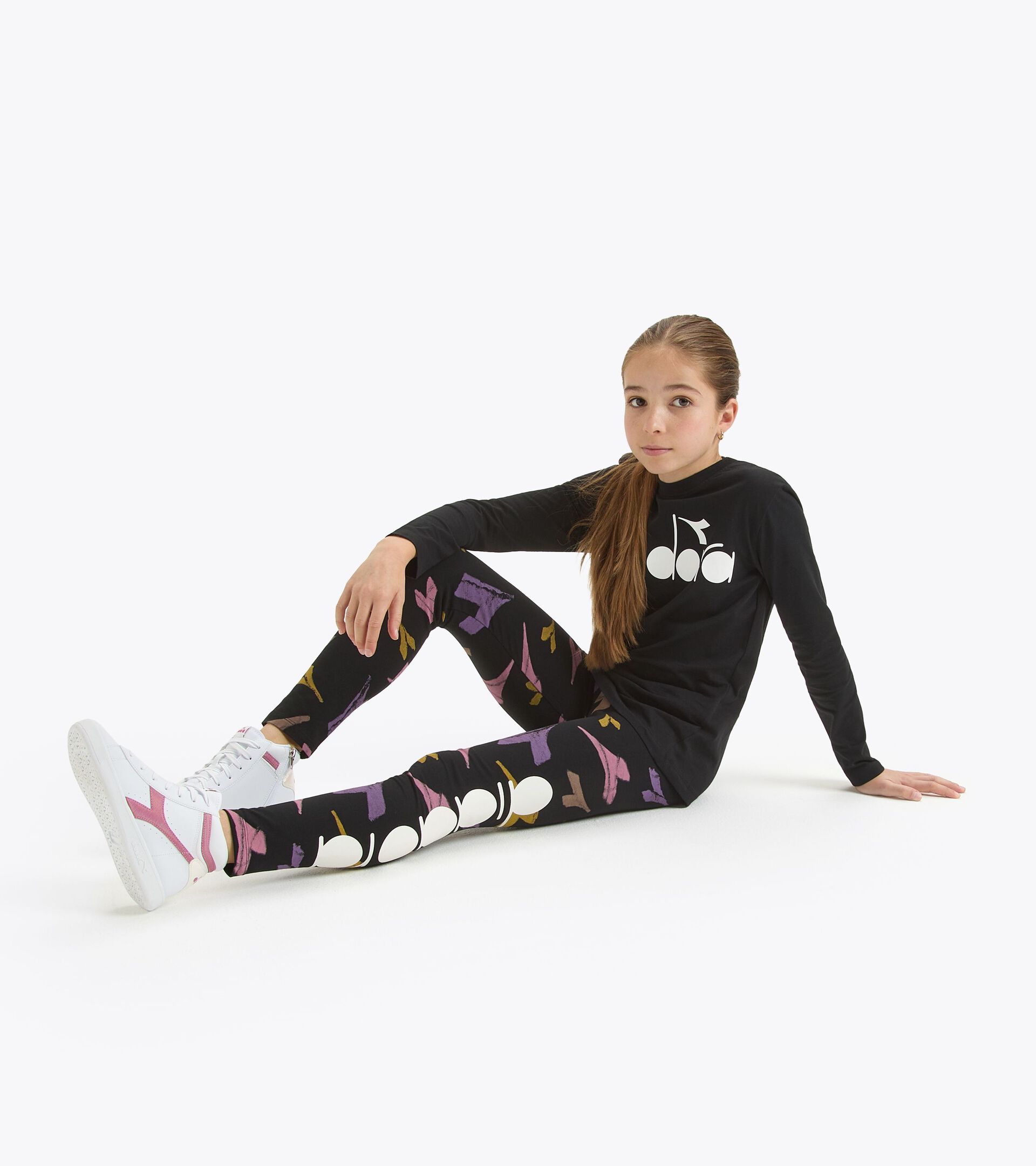 Leggings - Fille JG.LEGGINS LOGO AOP NOIR - Diadora