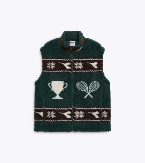 Reversible fleece jacket - Exclusive e-commerce & Cortina Store - All-gender REVERSIBLE POLAR FLEECE VEST DARK GREEN - Diadora