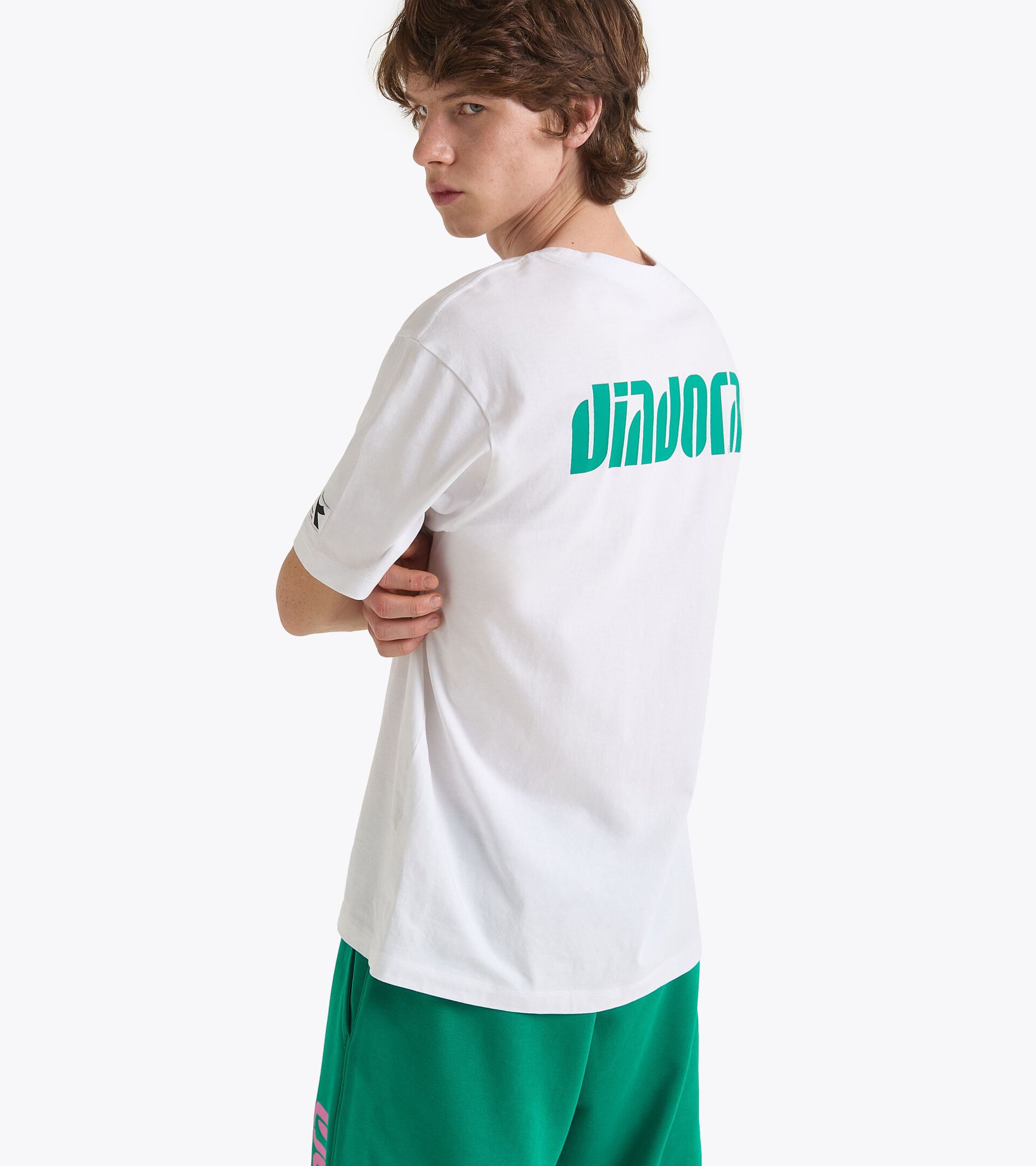 Cotton t-shirt - All-gender T-SHIRT SS ATHL. LOGO SL GREEN 562 C - Diadora