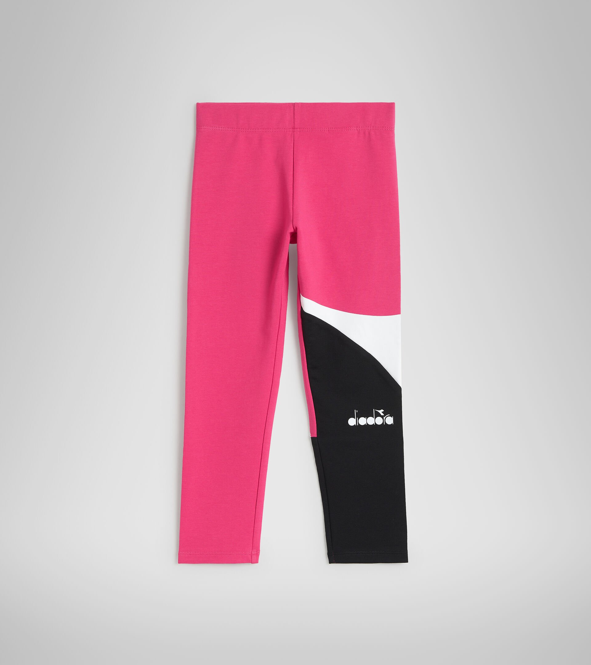 Stretch cotton terrycloth sports leggings - Girls JG.LEGGINGS POWER LOGO SHOCKING PINK - Diadora