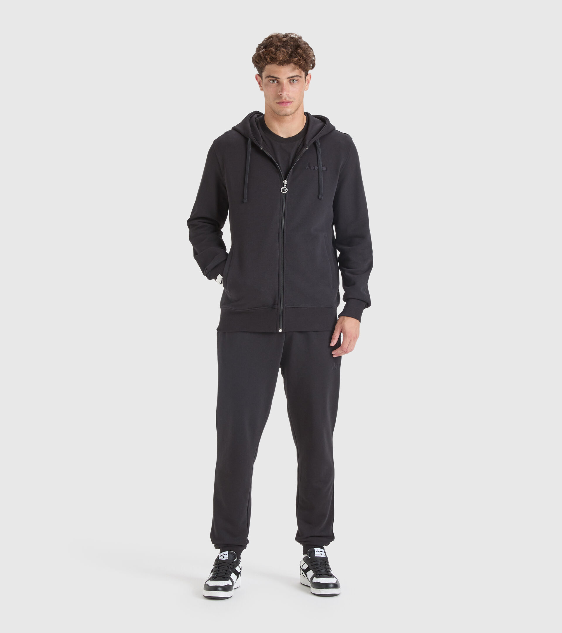 Hooded sweatshirt - Made in Italy - Men HOODIE FZ MII BLACK - Diadora