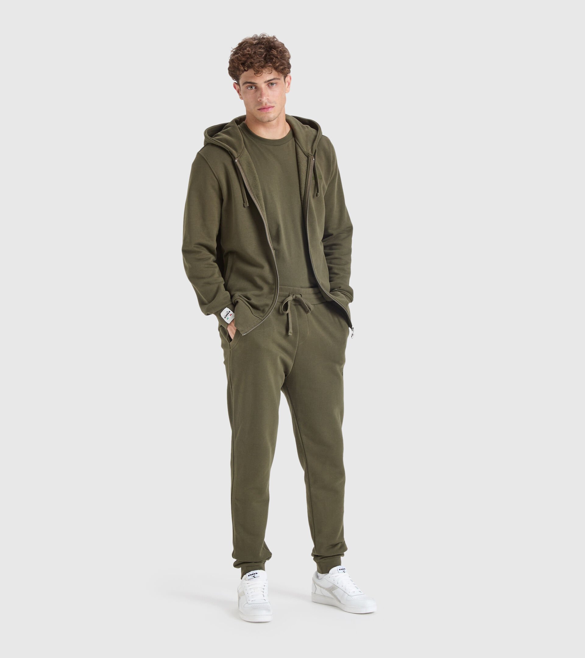 Hooded sweatshirt - Made in Italy - Men HOODIE FZ MII GREEN MILITARY - Diadora