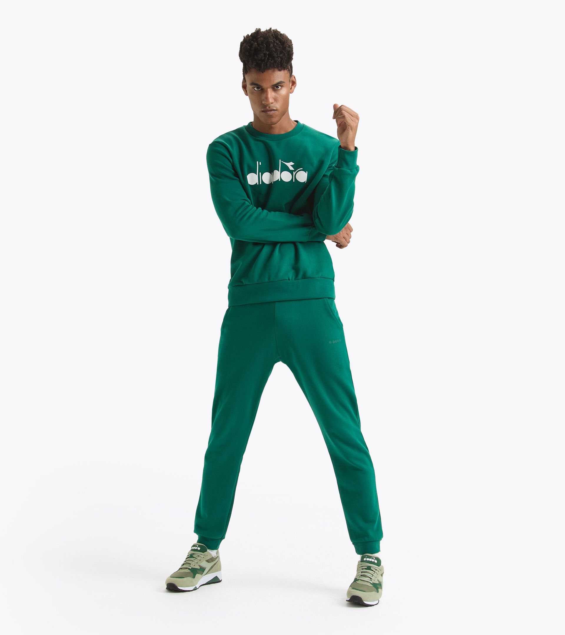 Sudadera deportiva - Made in Italy - Gender neutral SWEATSHIRT CREW LOGO VERDE VENTURINA - Diadora