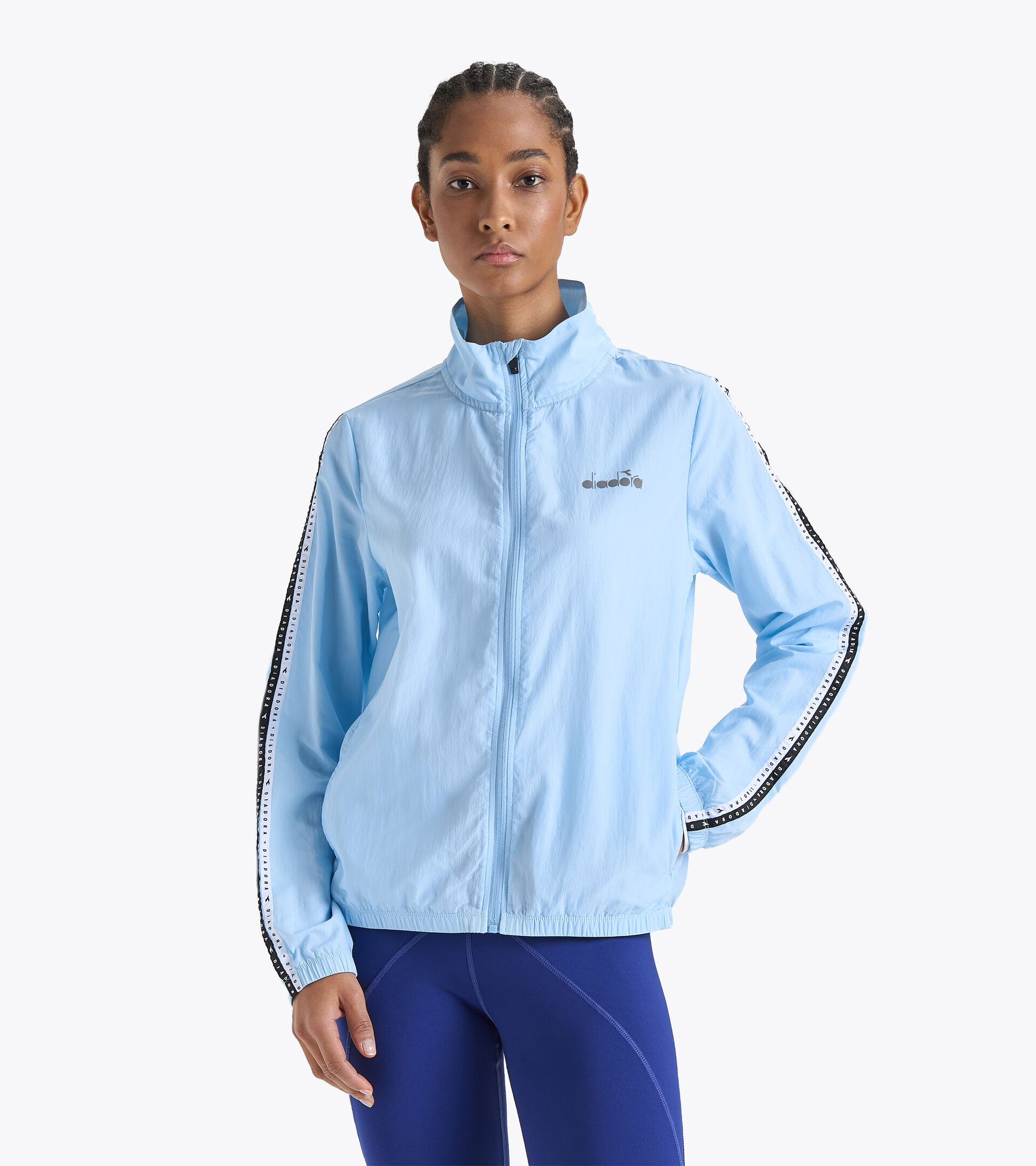 Veste de running - Femme L. MULTILAYER JACKET BE ONE BLEU CIEL VIF - Diadora