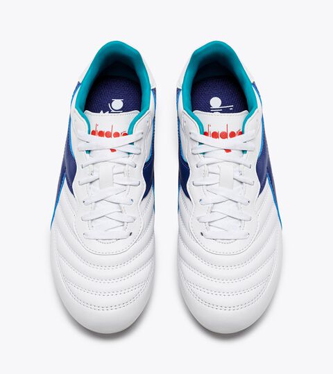BRASIL 2 R LPU JR, WHITE/NAVY Football boots for synthetic grounds - Junior BRASIL 2 R LPU JR WHITE/NAVY - Diadora