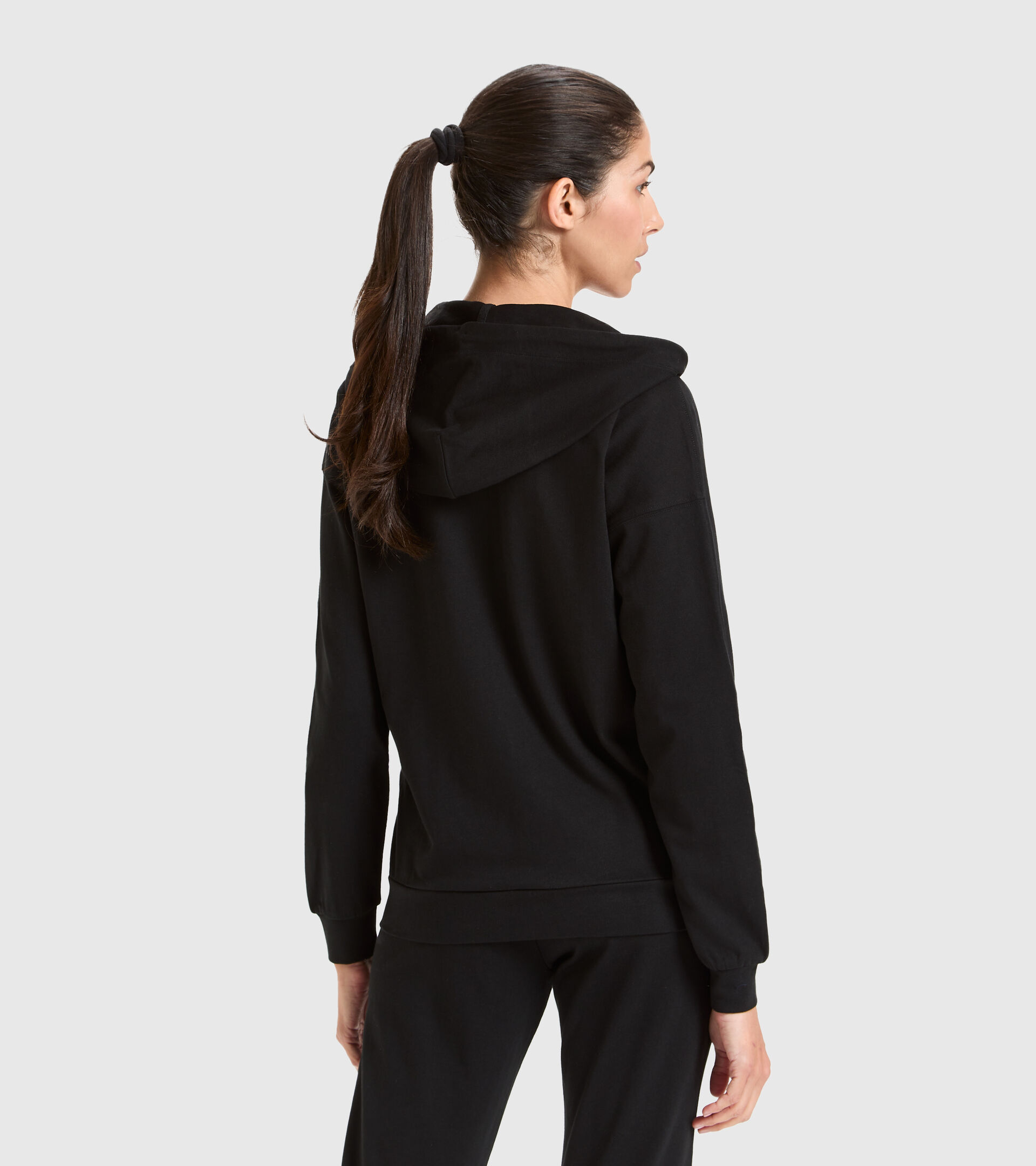 Cotton sports sweatshirt - Women L. HOODIE FZ CHROMIA BLACK - Diadora