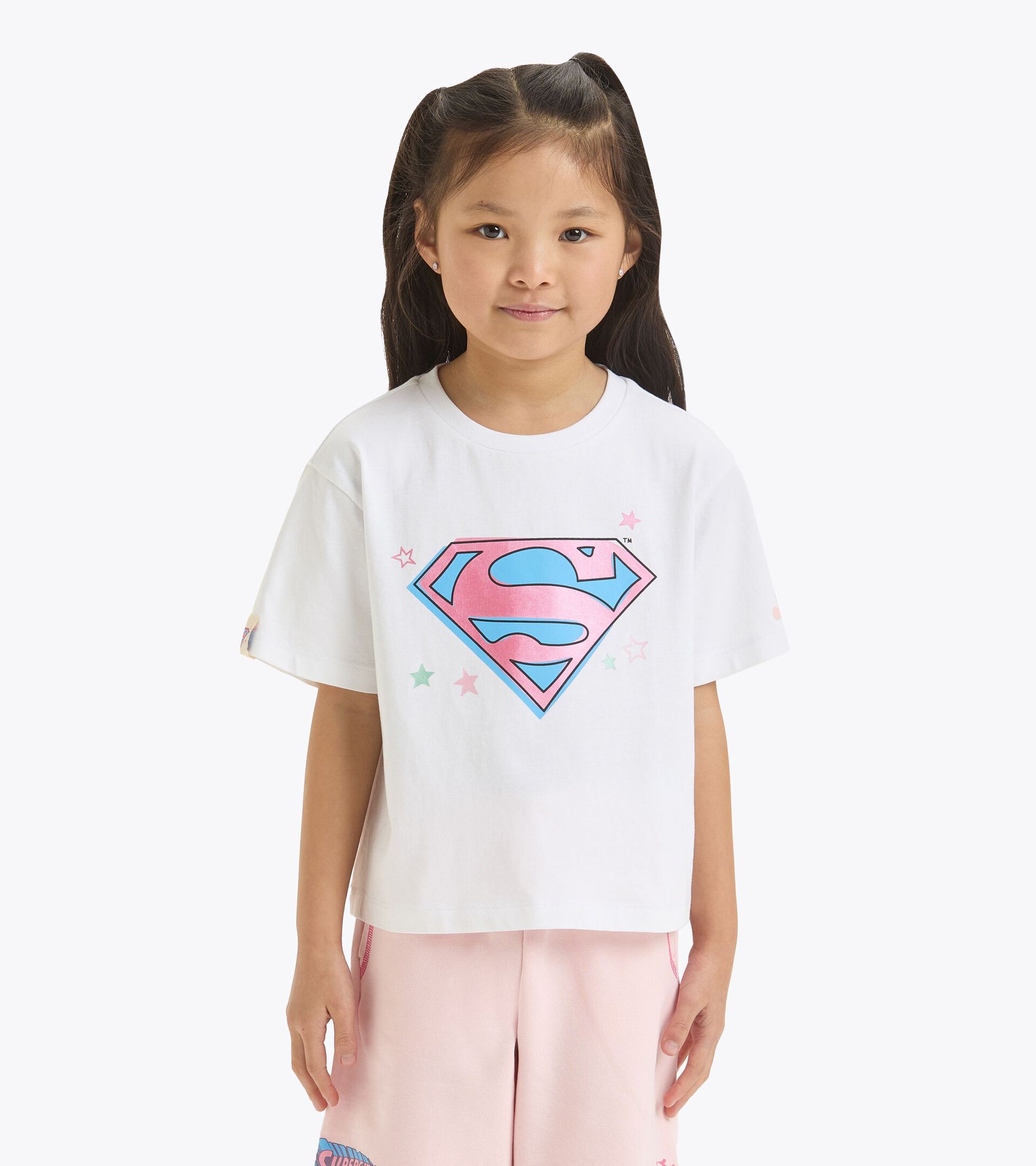 T-Shirt Superheldin - Mädchen JG.T-SHIRT SS SUPERGIRL STRAHLEND WEISSE - Diadora