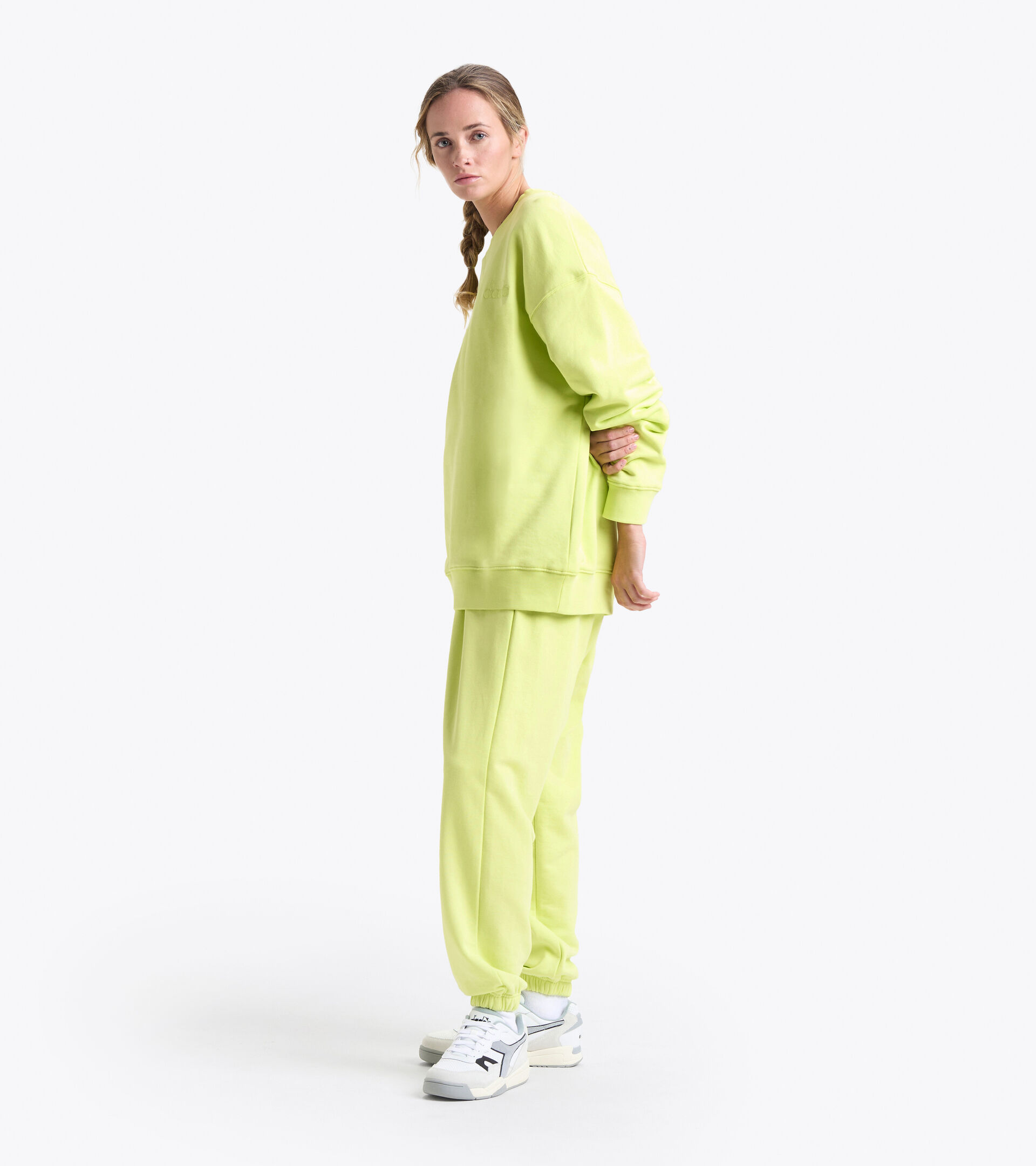 Felpa in cotone - Gender neutral SWEATSHIRT CREW SPW LOGO VERDE LIME SCURO - Diadora